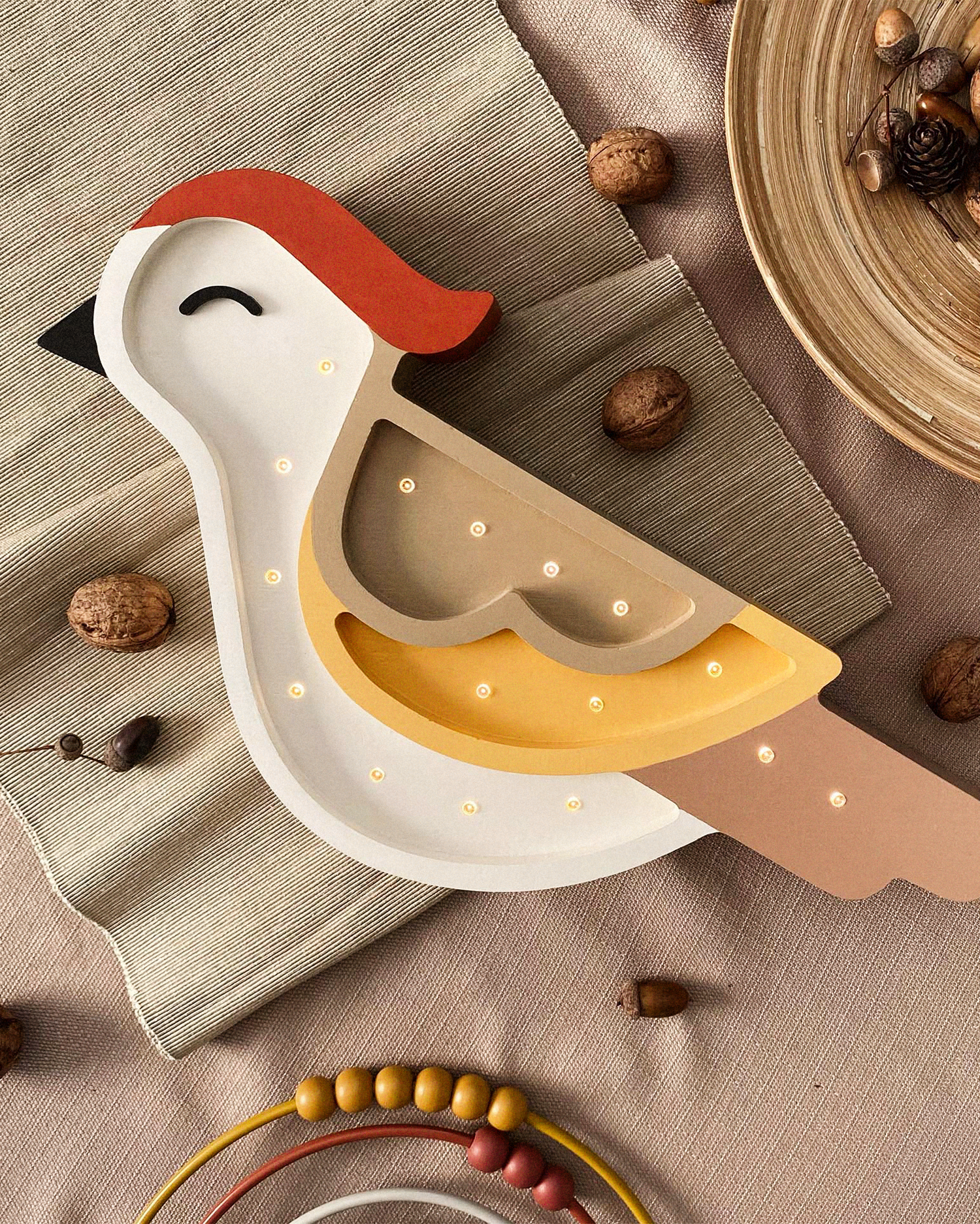 Lampada portatile in legno Bird