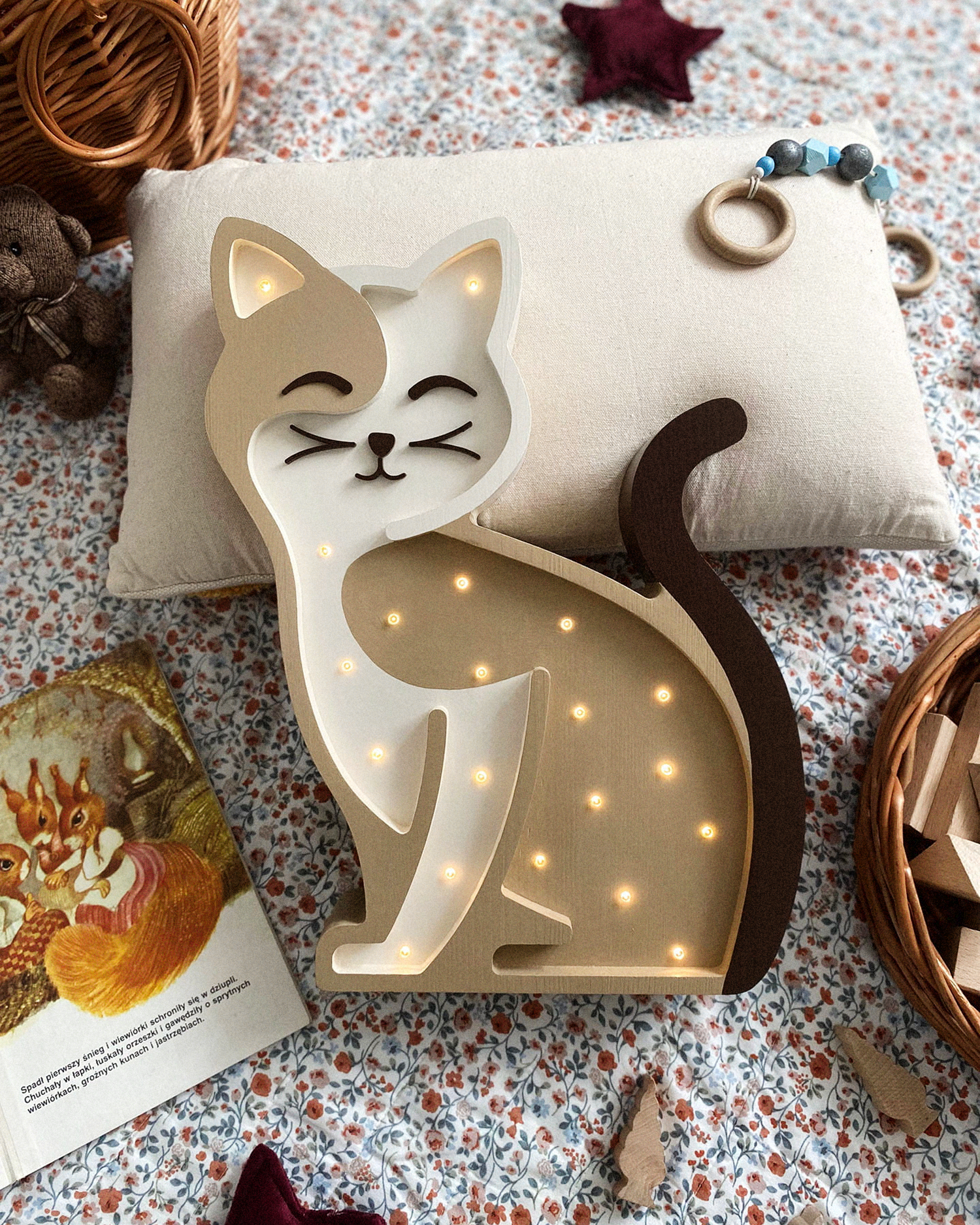 Lampada portatile in legno Cat