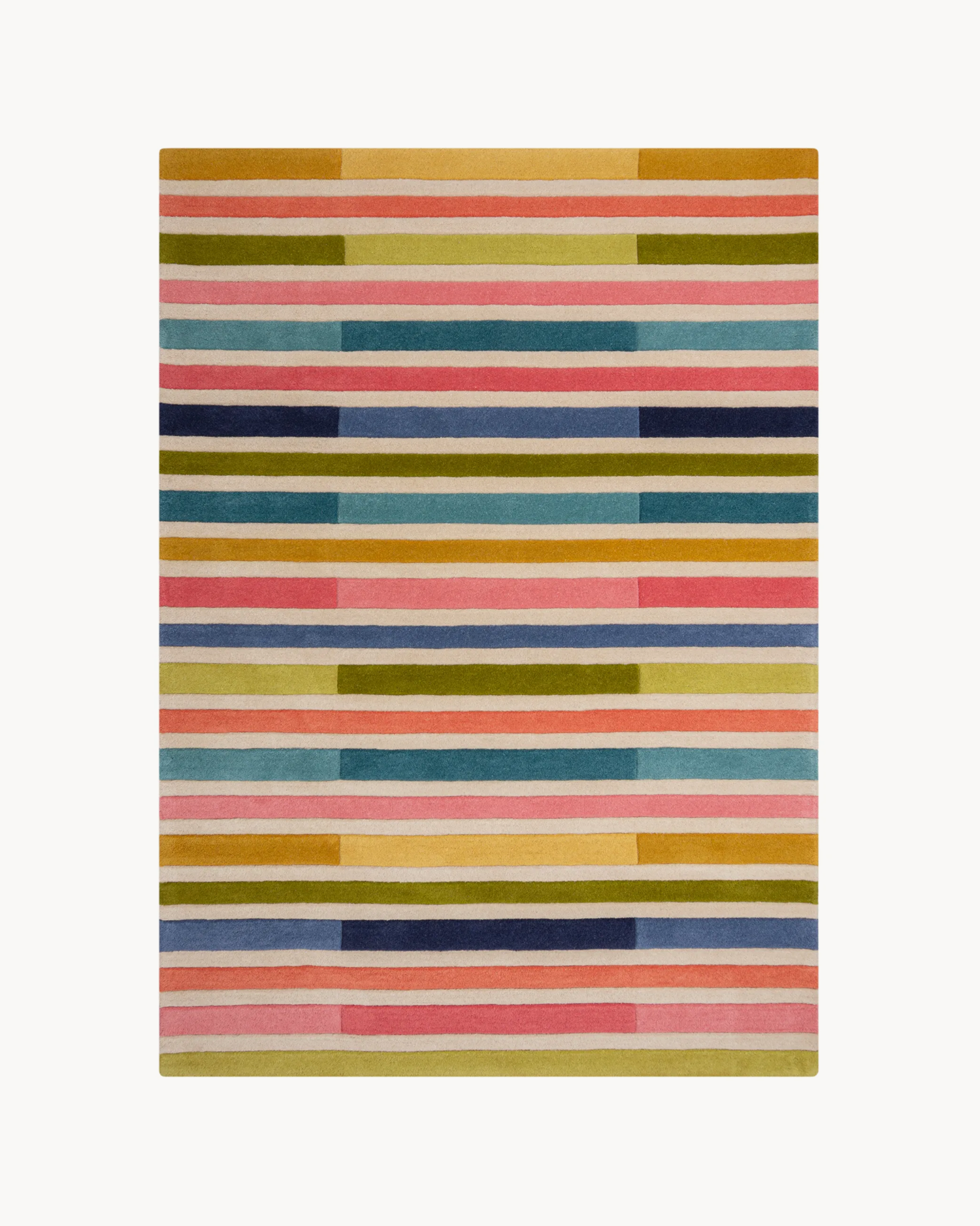 Tappeto moderno a righe in lana Piano, multicolore rosa