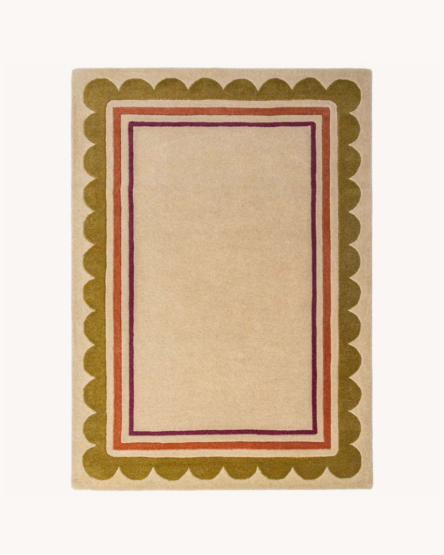 Tappeto in lana con bordo smerlato Lois