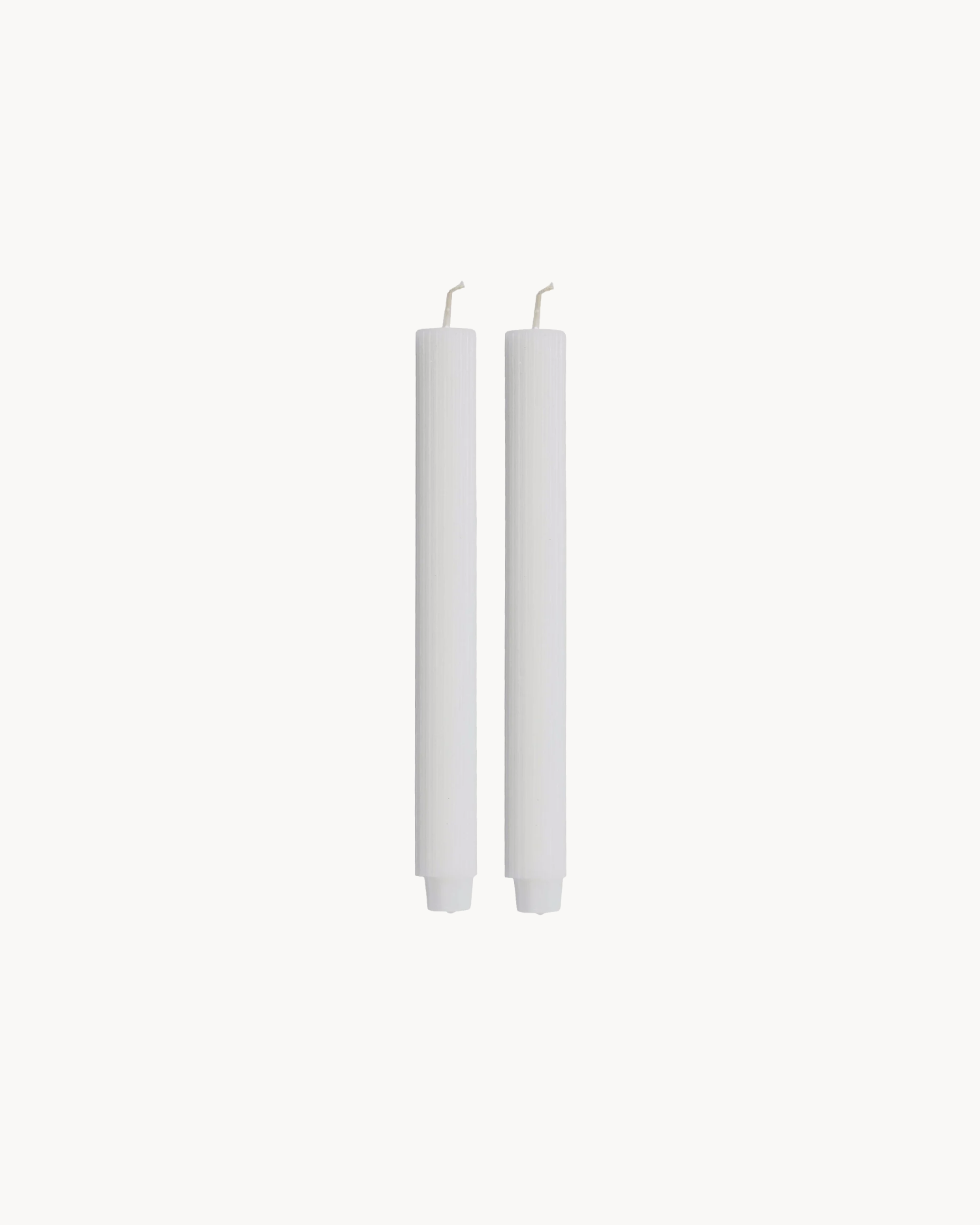 Set 2 candele striate, bianche