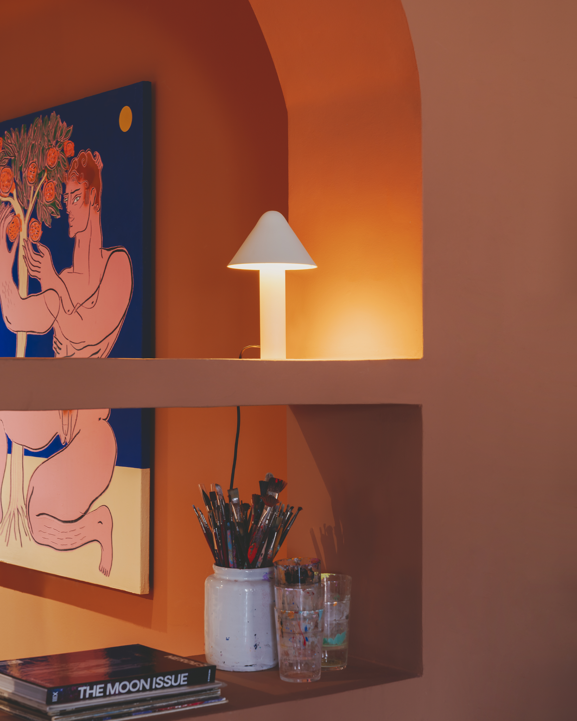 Lampada da tavolo Shita, bianco ghiaccio