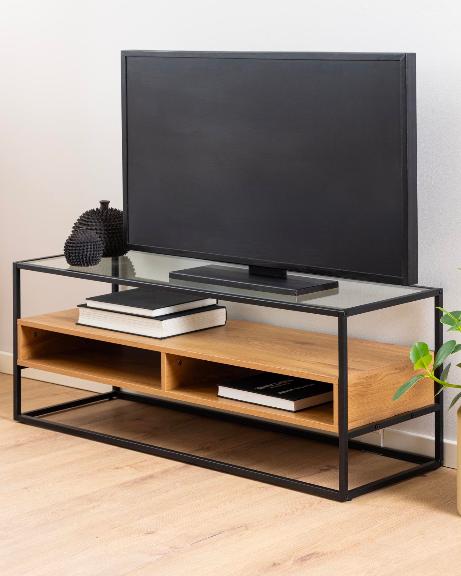 Mobile TV in legno e vetro Randolf