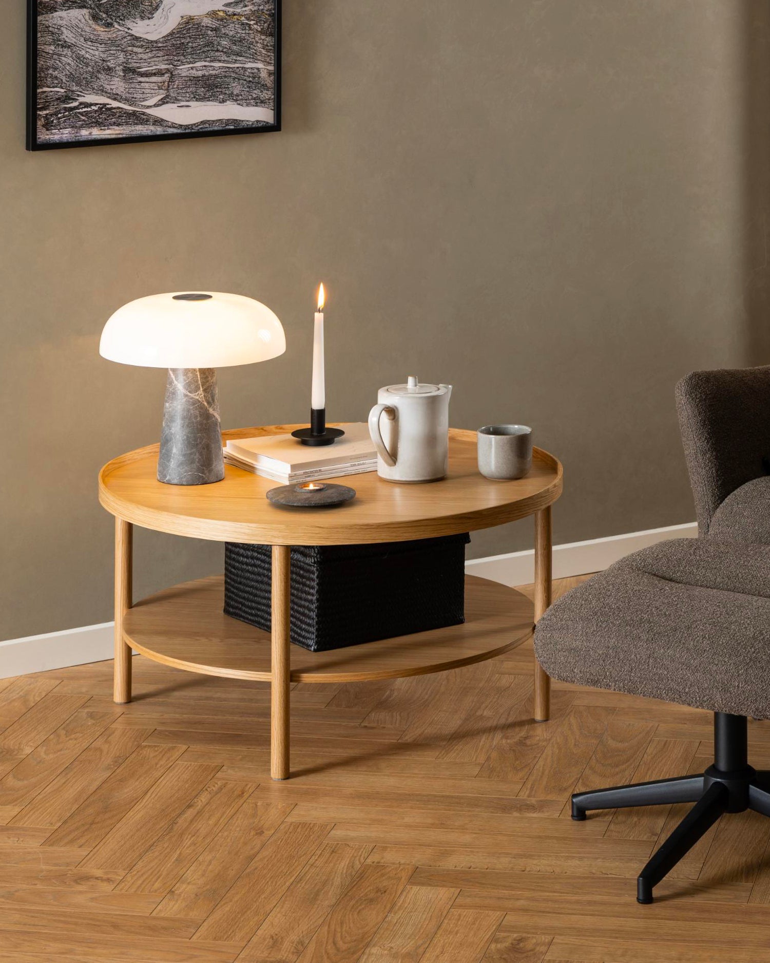 Tavolino da salotto rotondo in legno Banbury