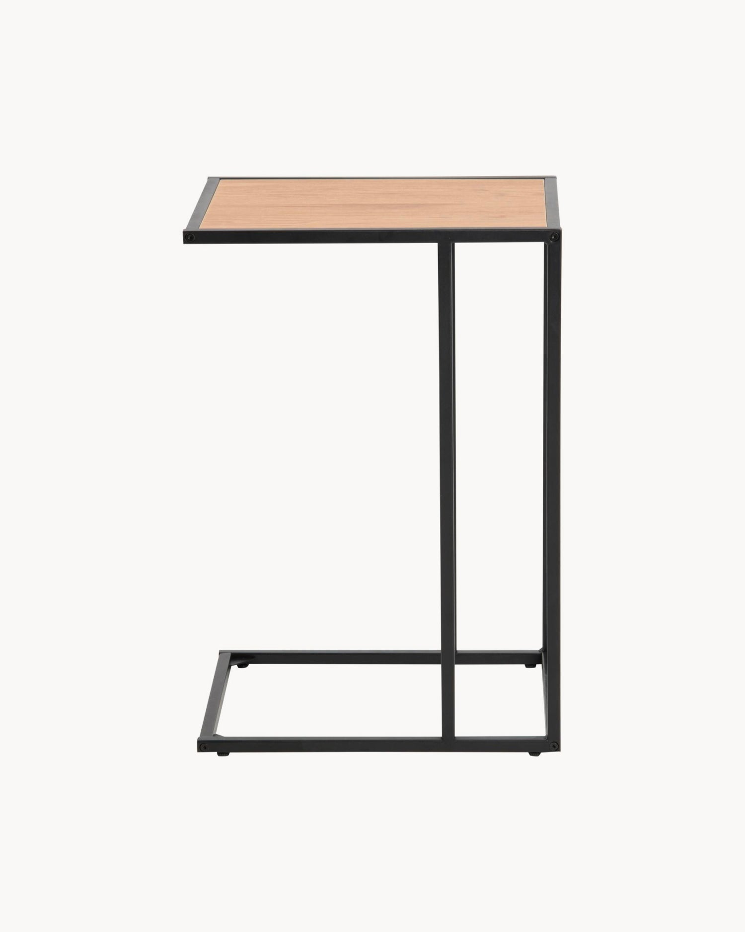 Tavolino in acciaio con piano effetto rovere Seaford