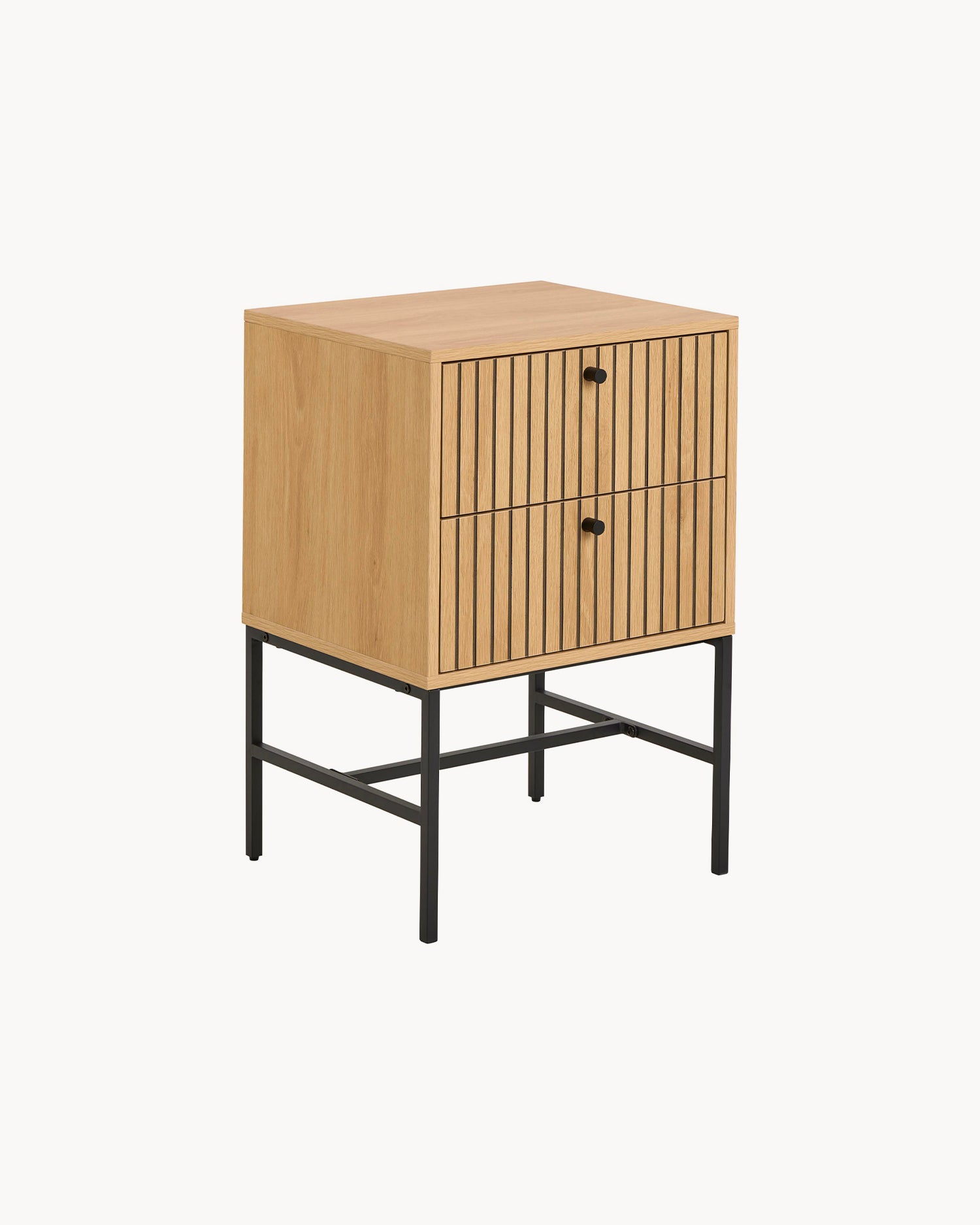 Comodino in legno con base in metallo Albany
