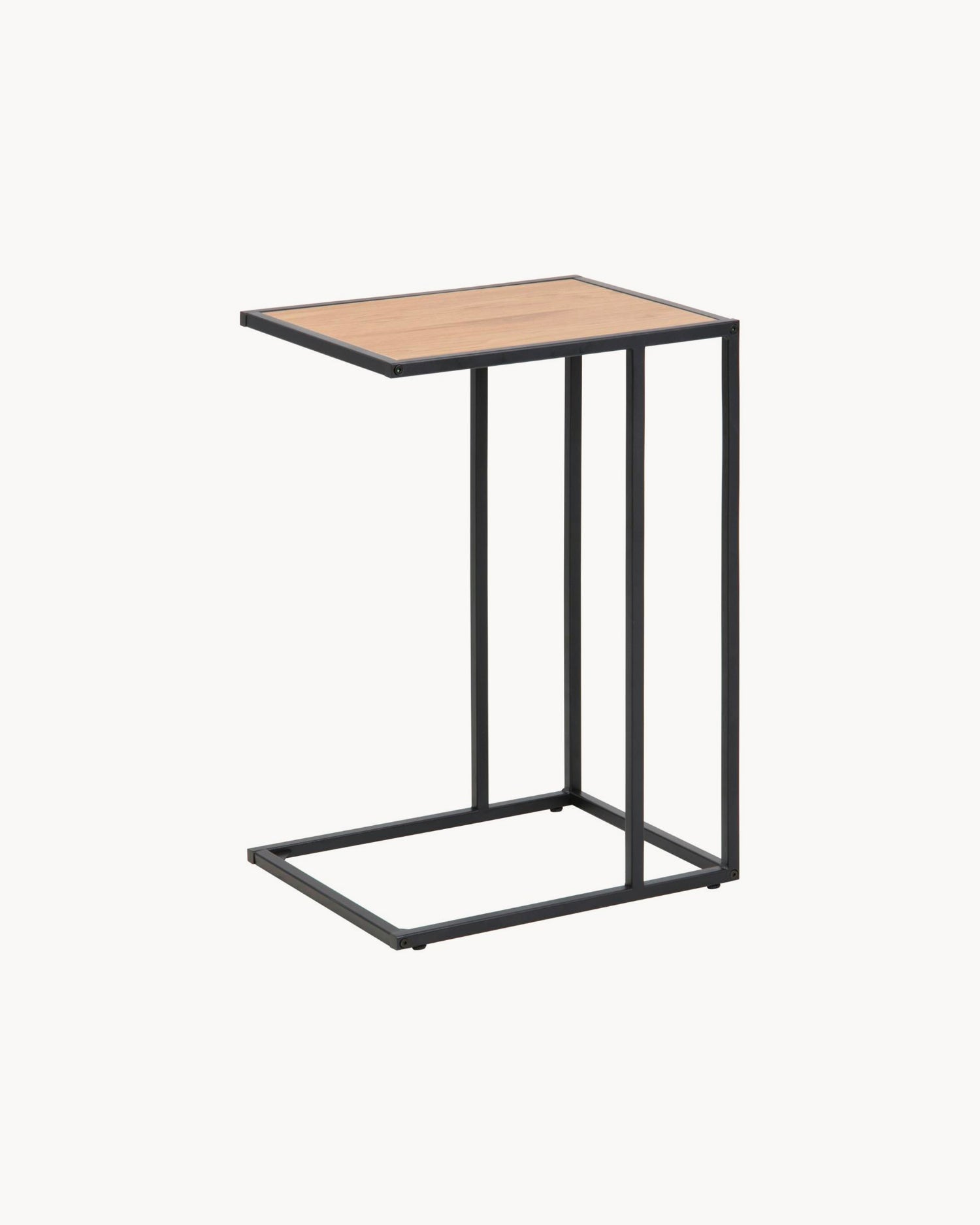 Tavolino in acciaio con piano effetto rovere Seaford