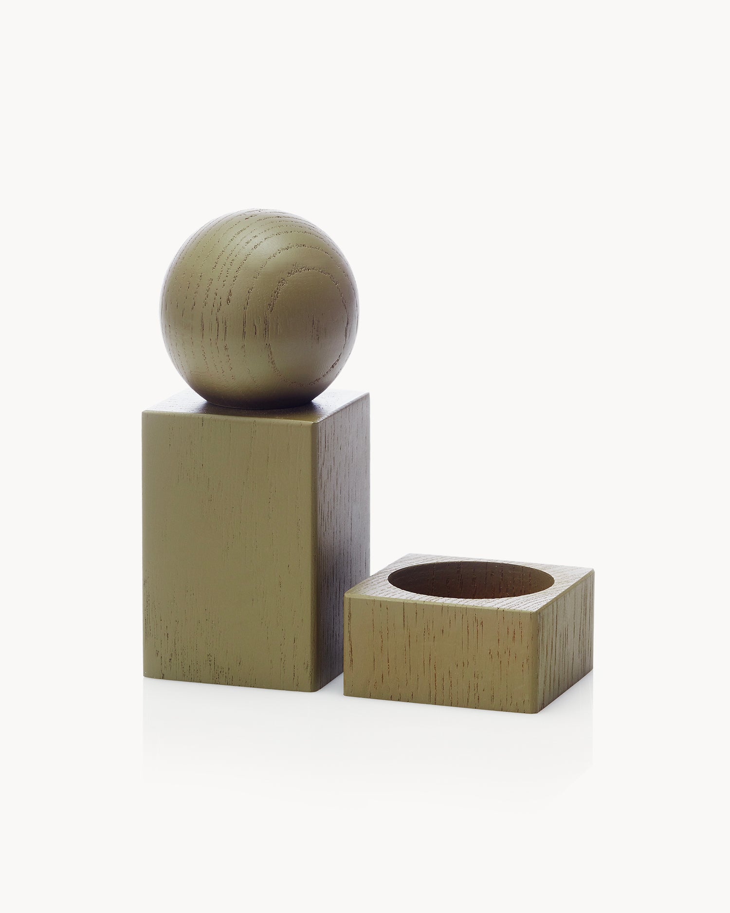 Set sale e pepe in legno TWIST, verde oliva