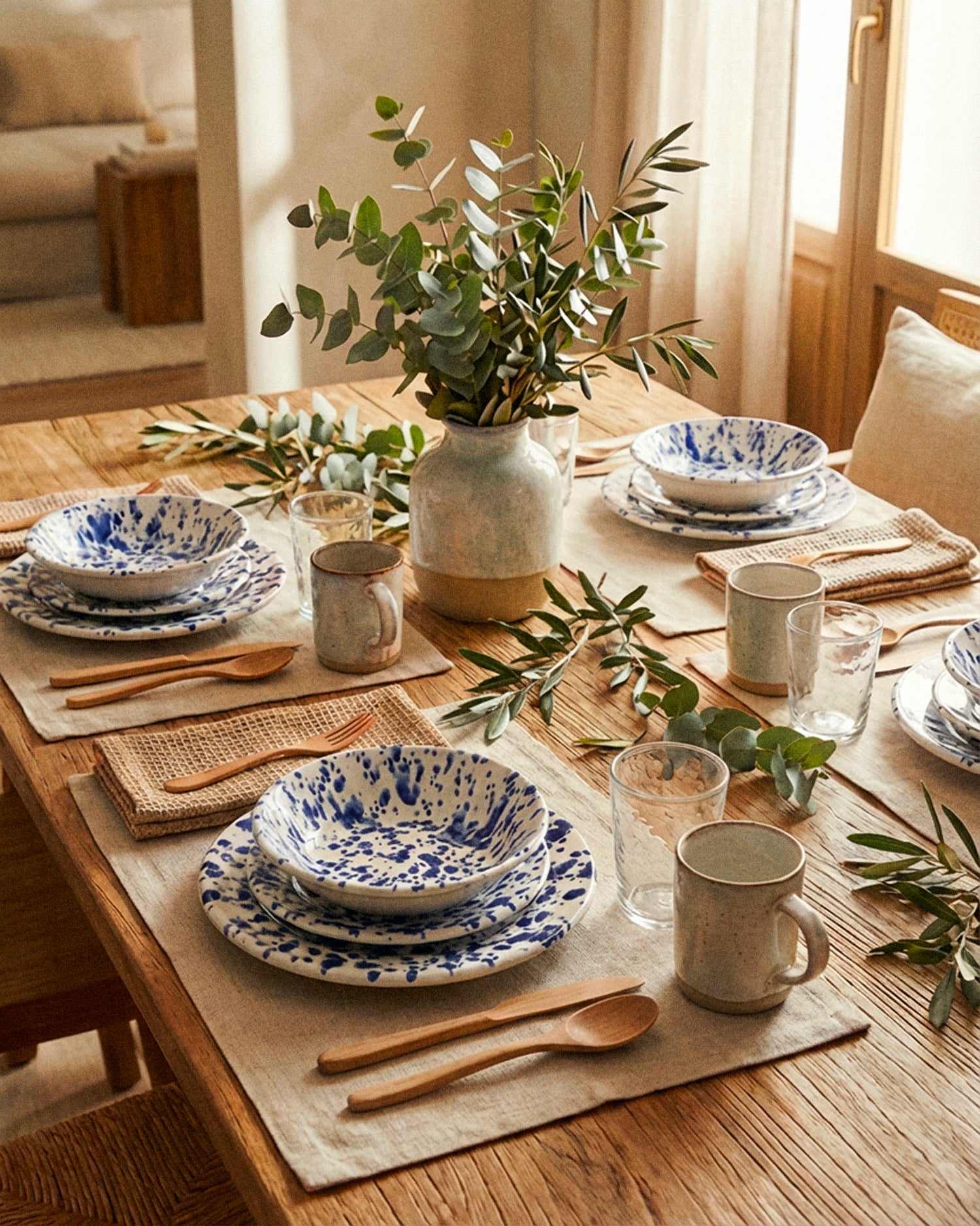 Set 6 piatti piani in ceramica realizzati a mano Impulso