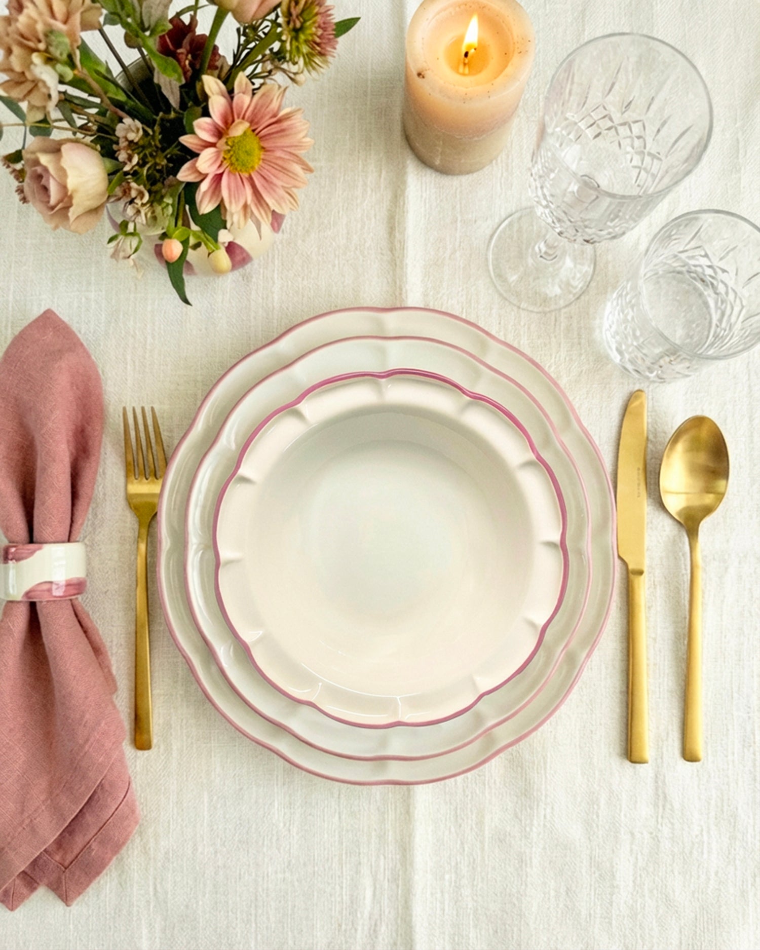 Set 6 piatti piani in ceramica realizzati a mano Filo