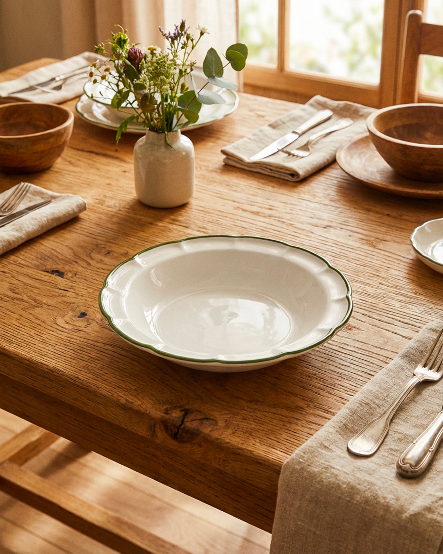 Set 6 piatti fondi in ceramica realizzati a mano Filo