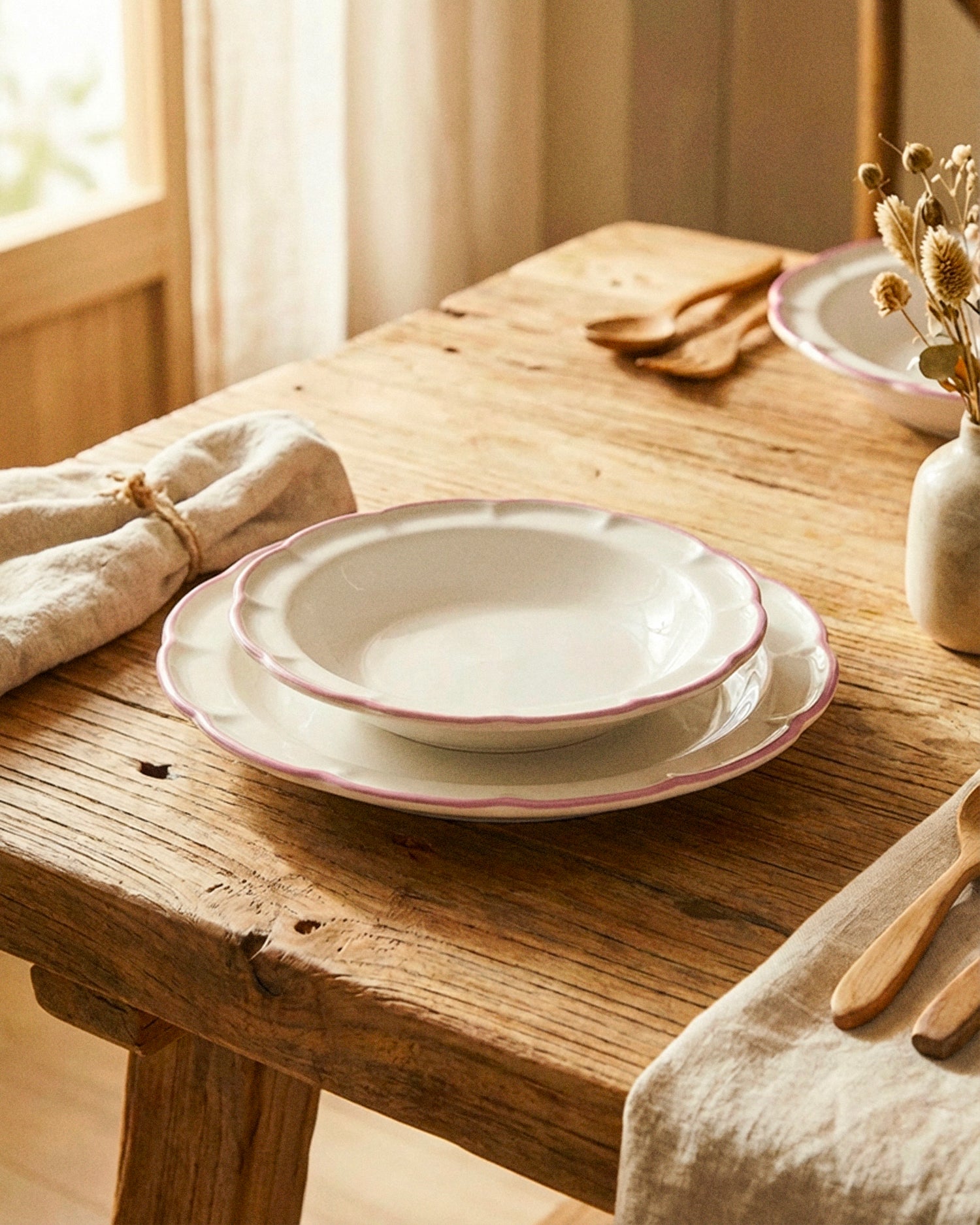 Set 6 piatti fondi in ceramica realizzati a mano Filo