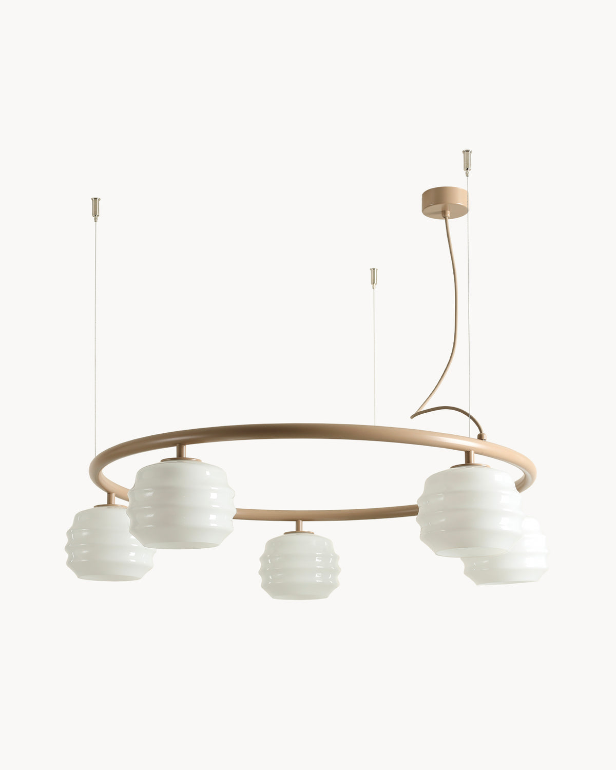 Lampadario circolare in metallo e vetro Puff