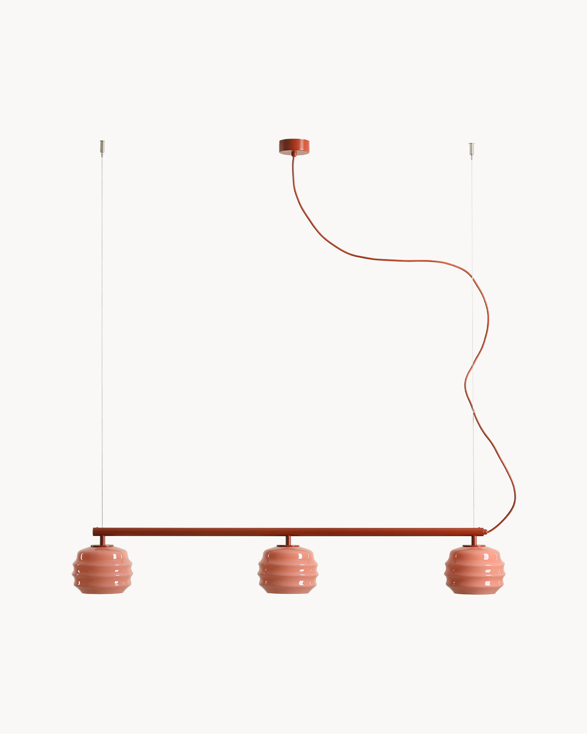 Lampada a sospensione a 3 luci in metallo e vetro Puff Glaze