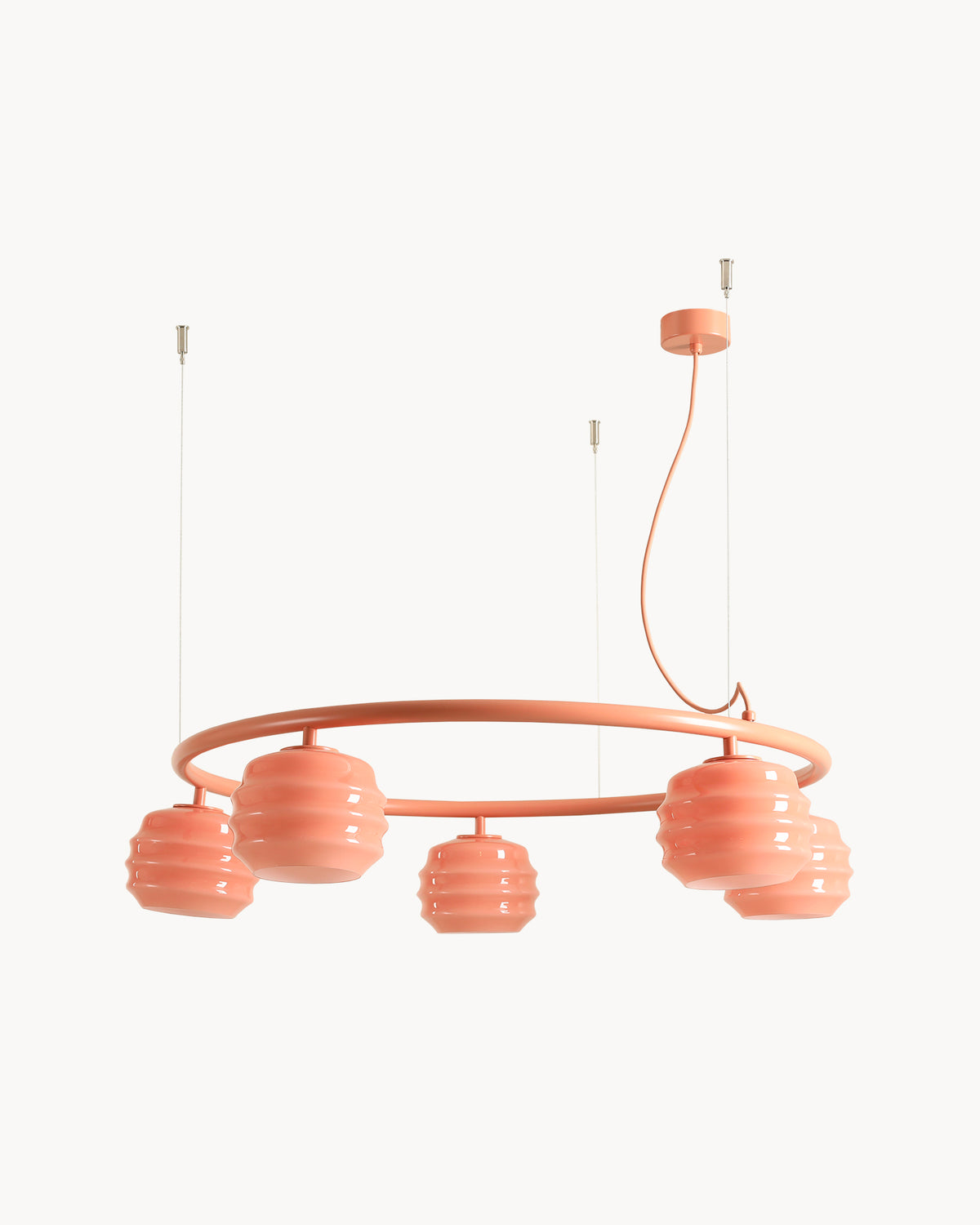 Lampadario circolare in metallo e vetro Puff Glaze