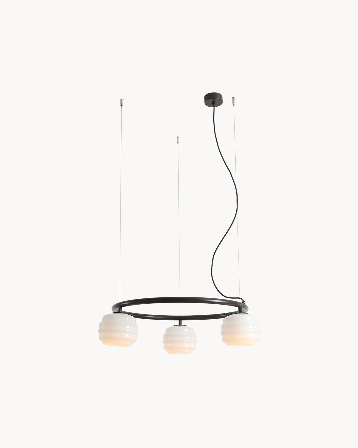 Lampadario circolare in metallo e vetro Puff