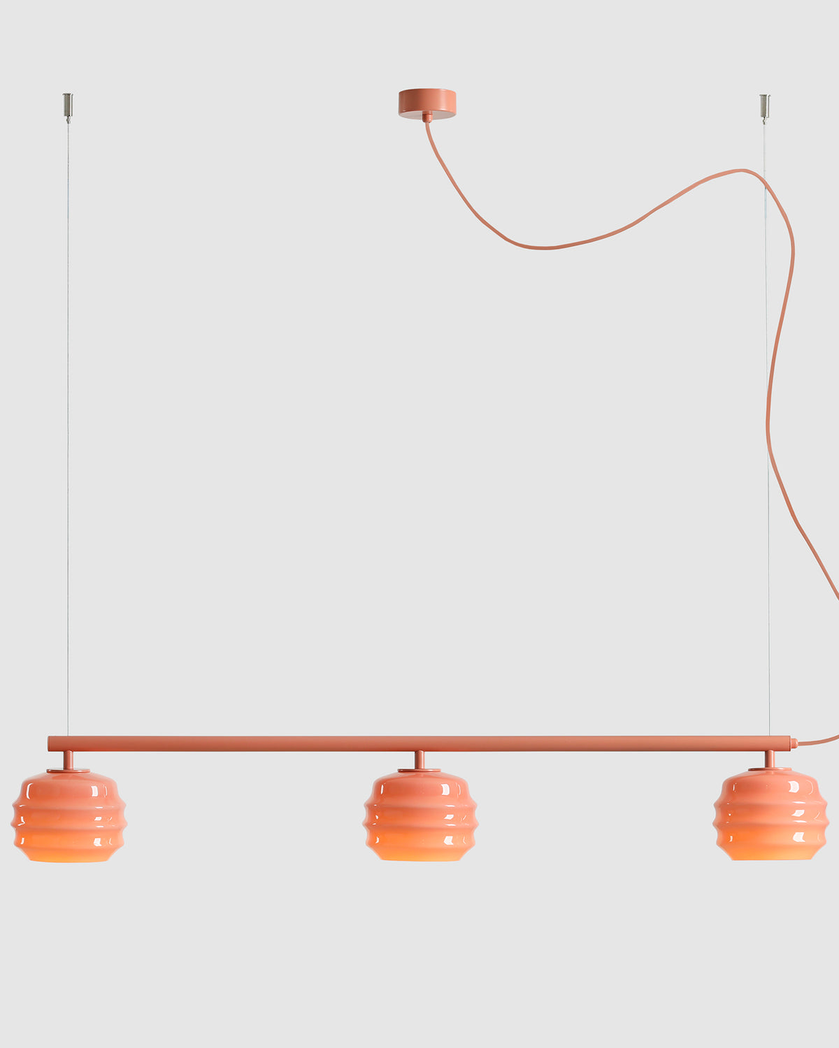 Lampada a sospensione a 3 luci in metallo e vetro Puff Glaze