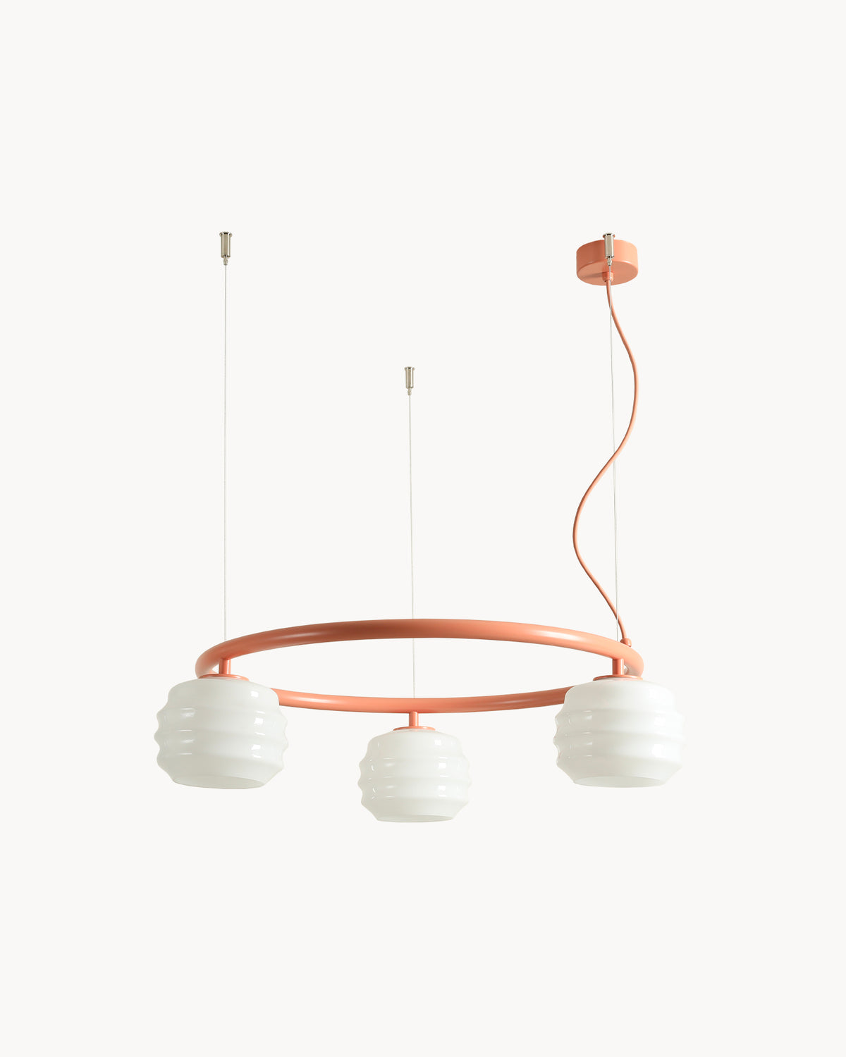 Lampadario circolare in metallo e vetro Puff