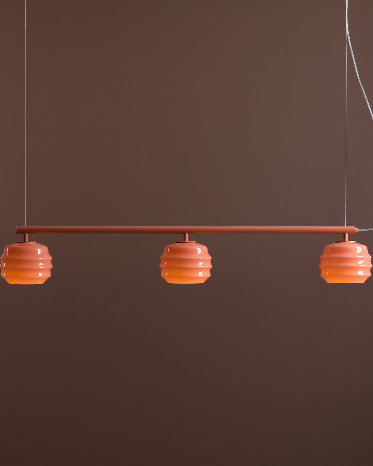 Lampada a sospensione a 3 luci in metallo e vetro Puff Glaze