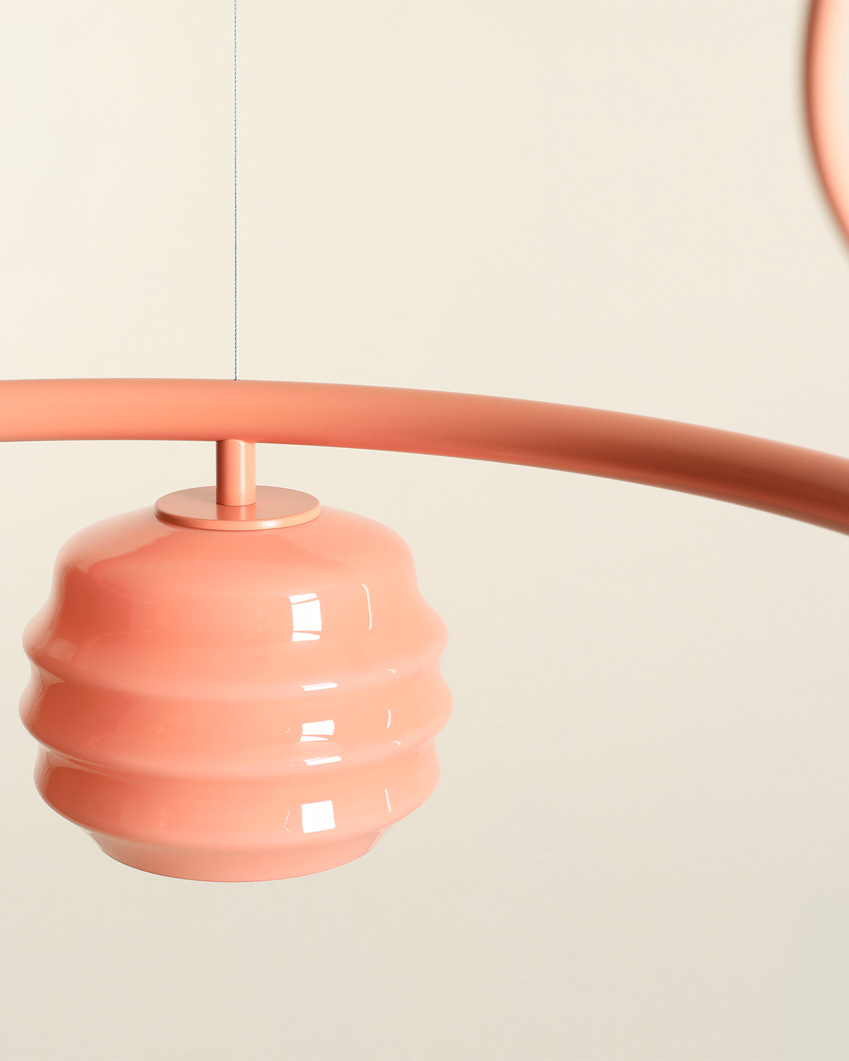 Lampadario circolare in metallo e vetro Puff Glaze
