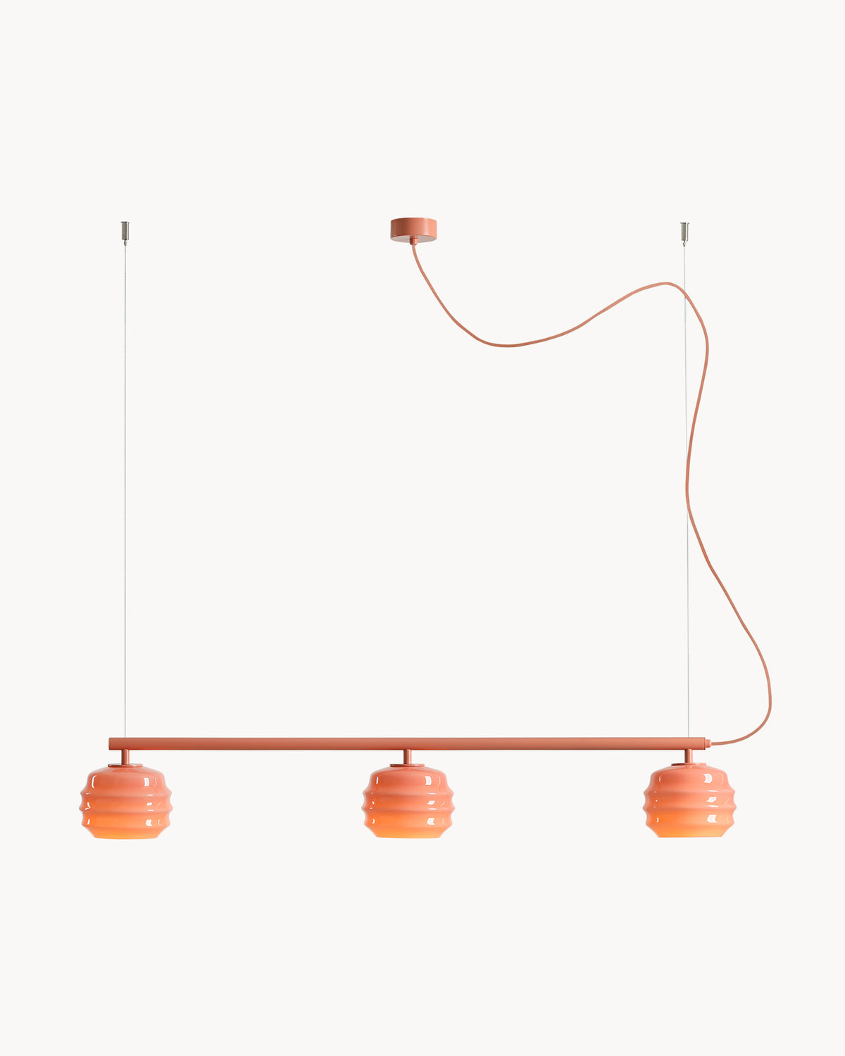 Lampada a sospensione a 3 luci in metallo e vetro Puff Glaze
