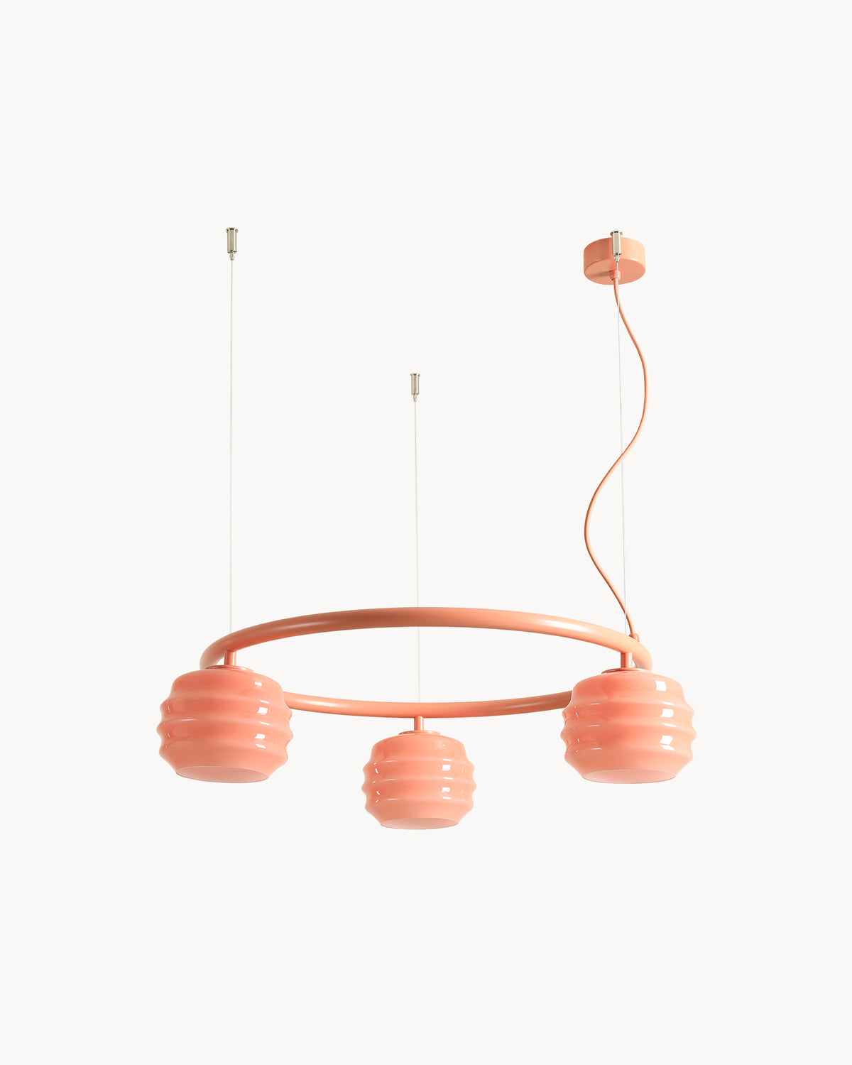 Lampadario circolare in metallo e vetro Puff Glaze