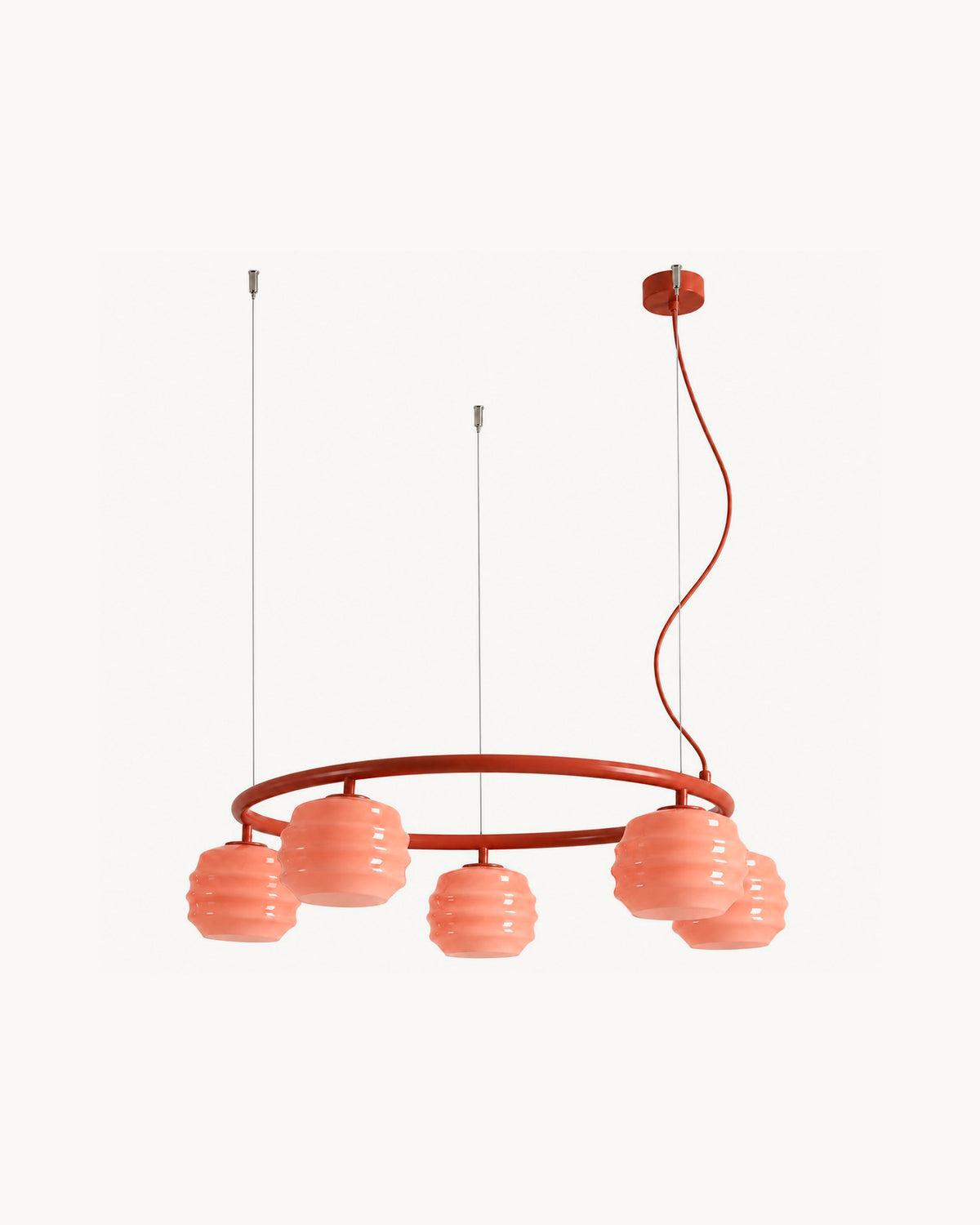Lampadario circolare in metallo e vetro Puff Glaze