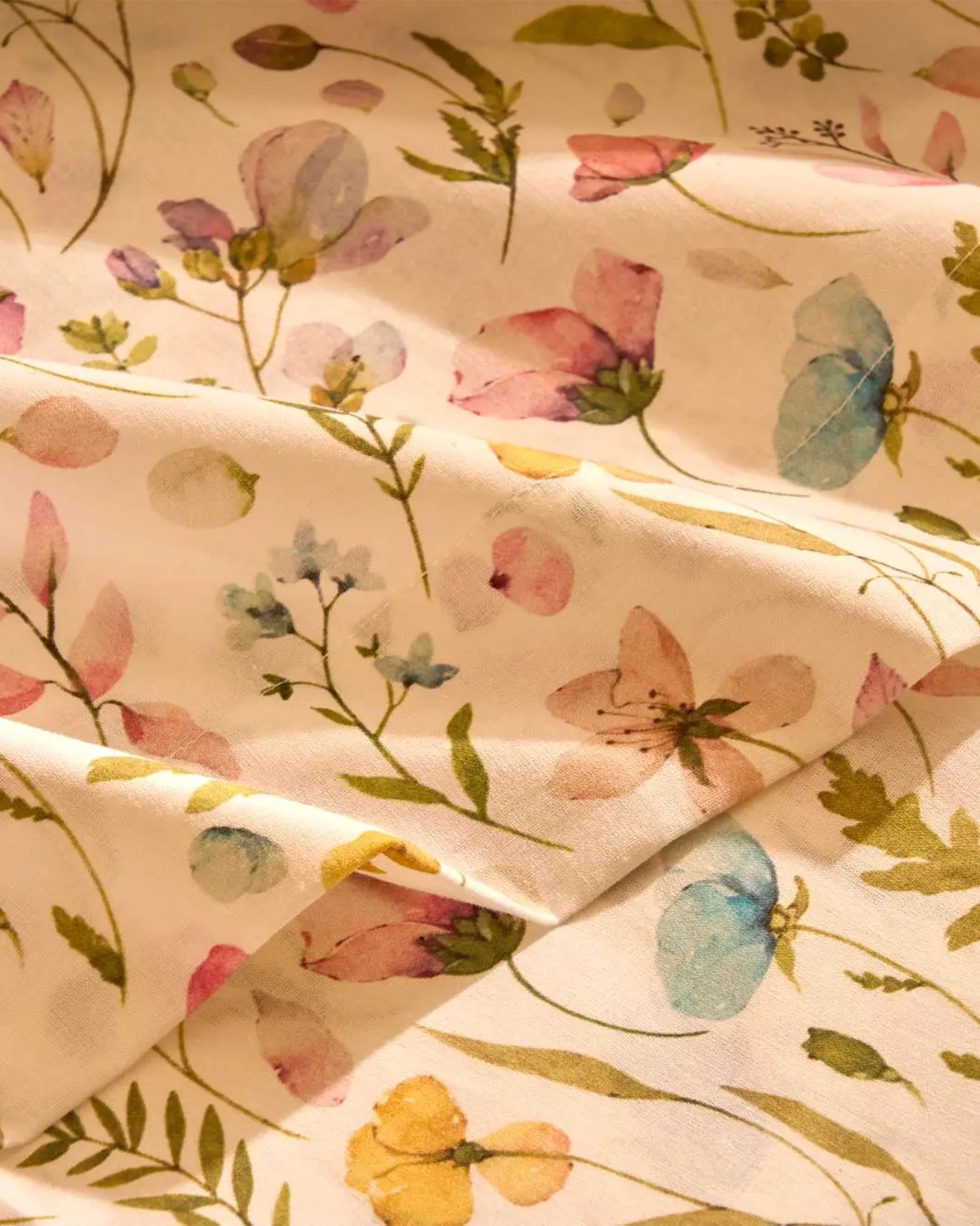 Completo letto matrimoniale in percalle con stampa floreale Jane