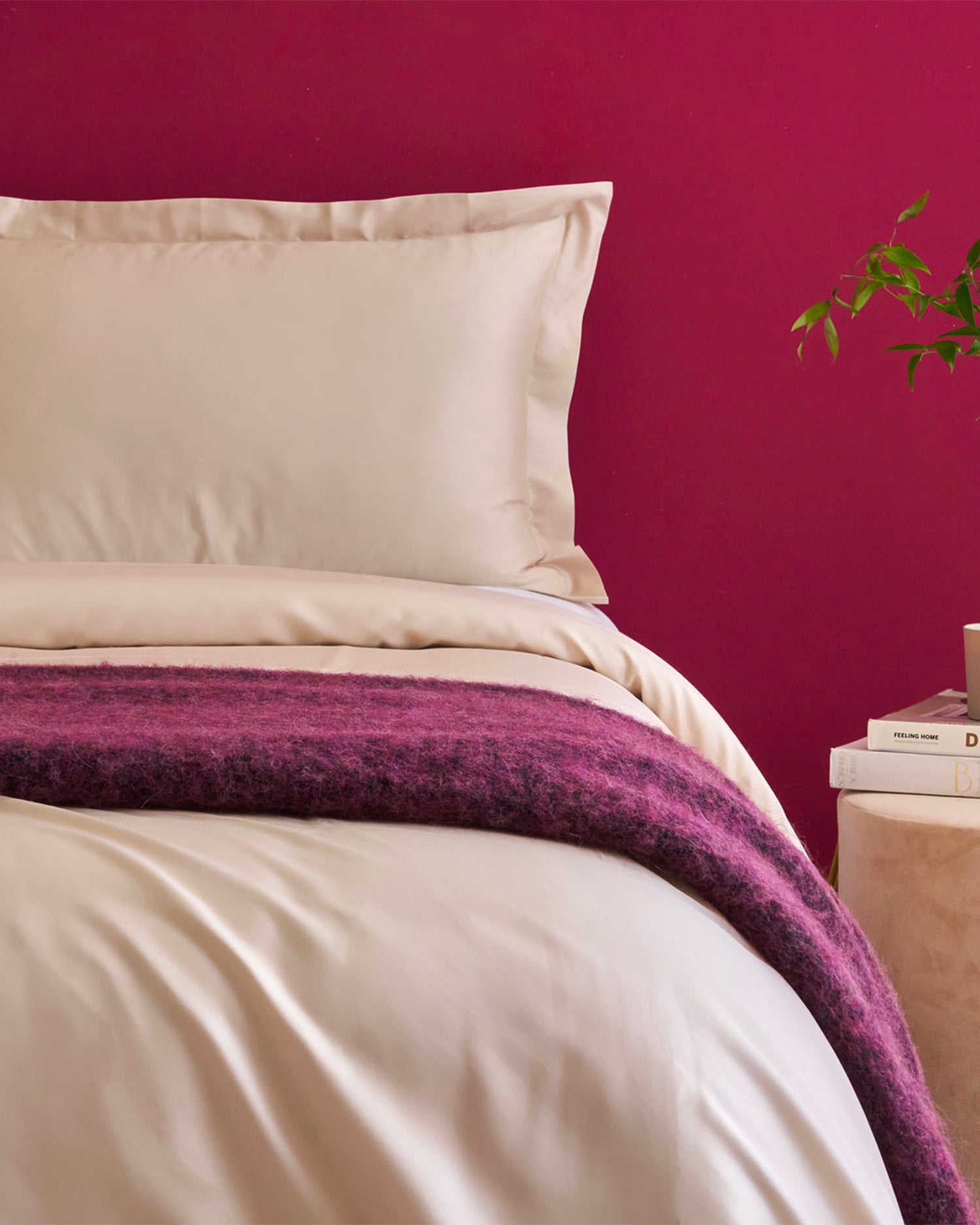 Parure copripiumino matrimoniale in raso di cotone Ametista, 16 colori disponibili