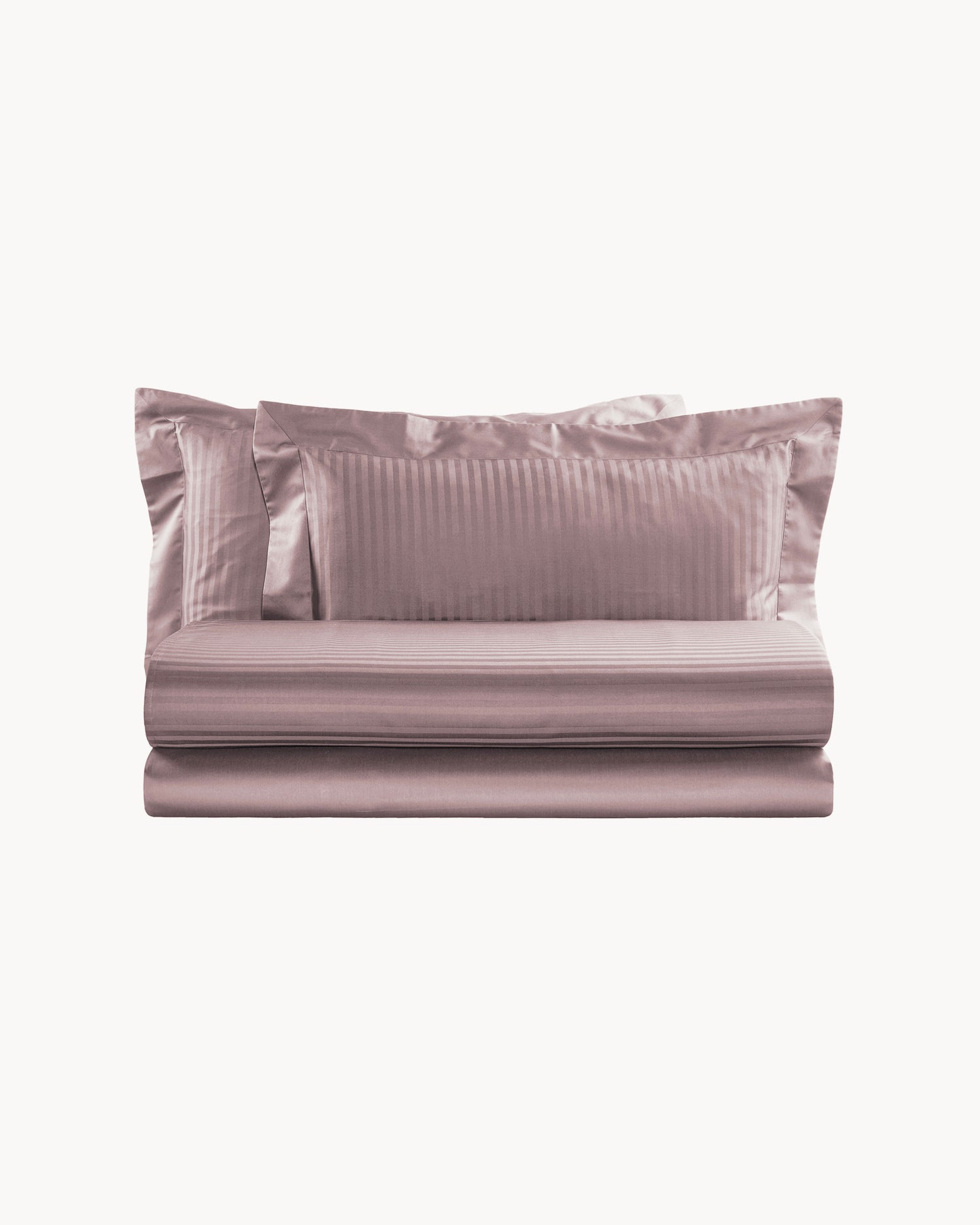 Completo letto matrimoniale in raso di cotone rigato Cabana, 12 colori disponibili