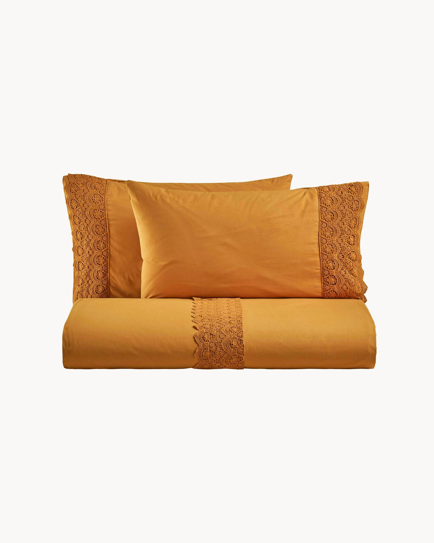 Parure copripiumino matrimoniale in puro cotone con pizzo macramé Canastra, 13 colori disponibili