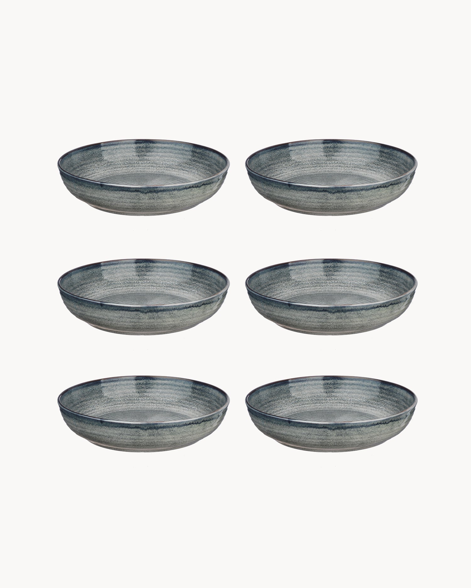 Set 6 piatti fondi in grès Zen