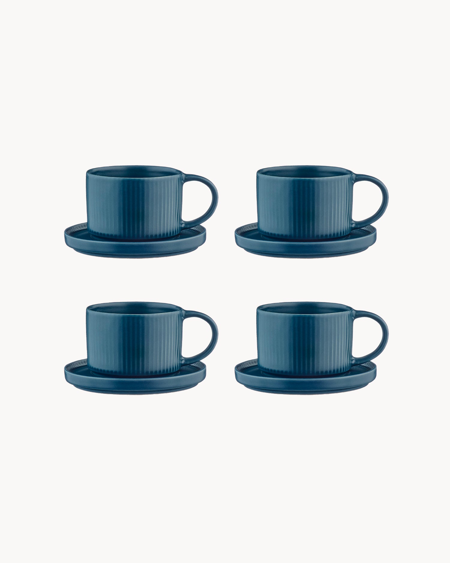 Set 4 tazzine con piattino in grès Scandi