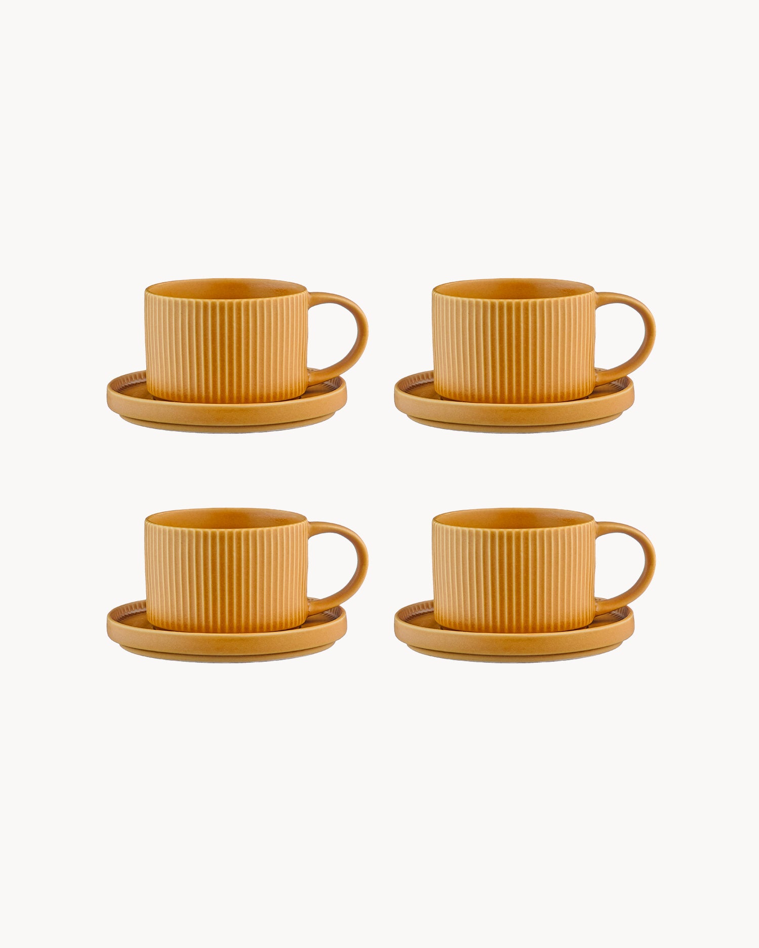 Set 4 tazzine con piattino in grès Scandi