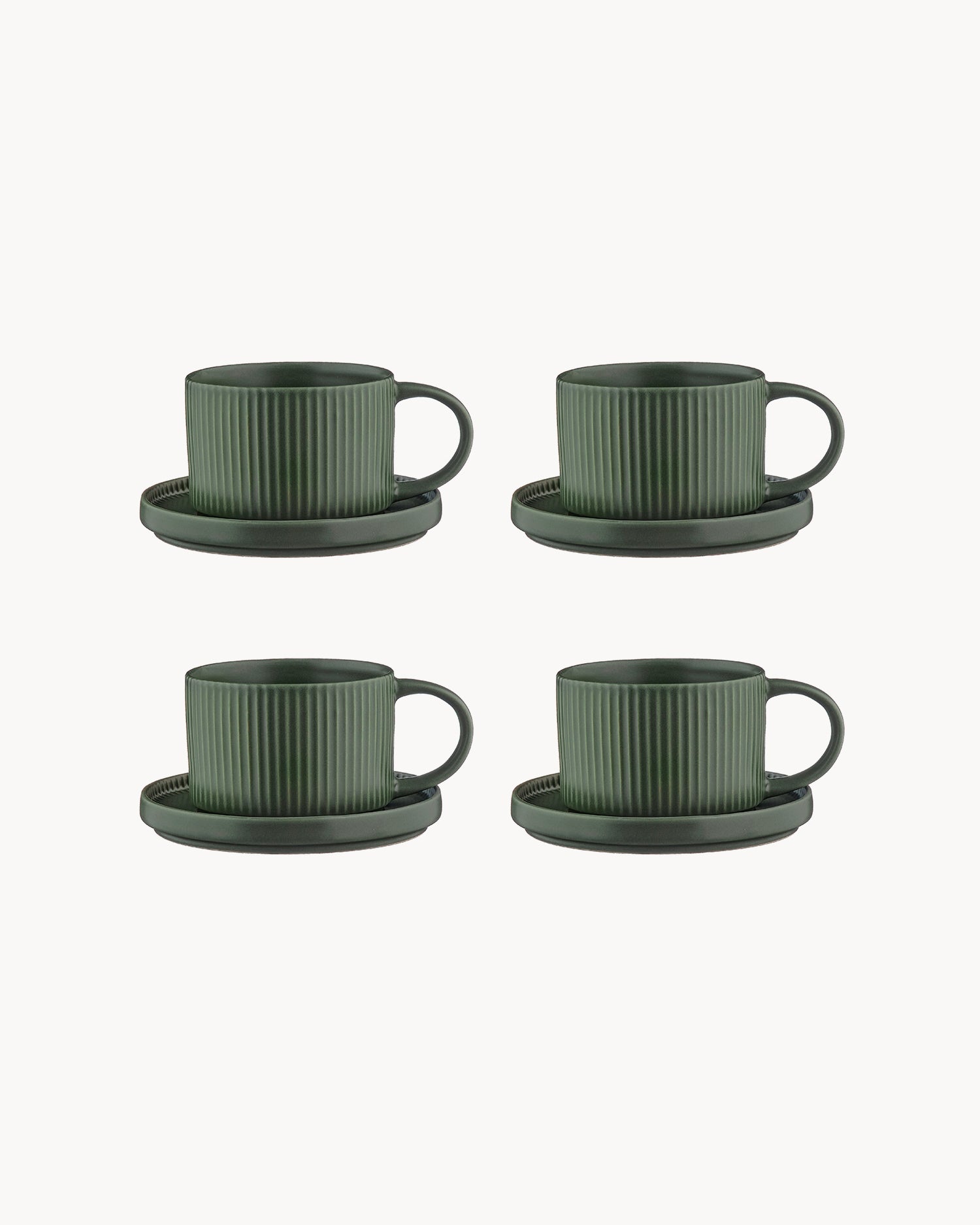 Set 4 tazzine con piattino in grès Scandi