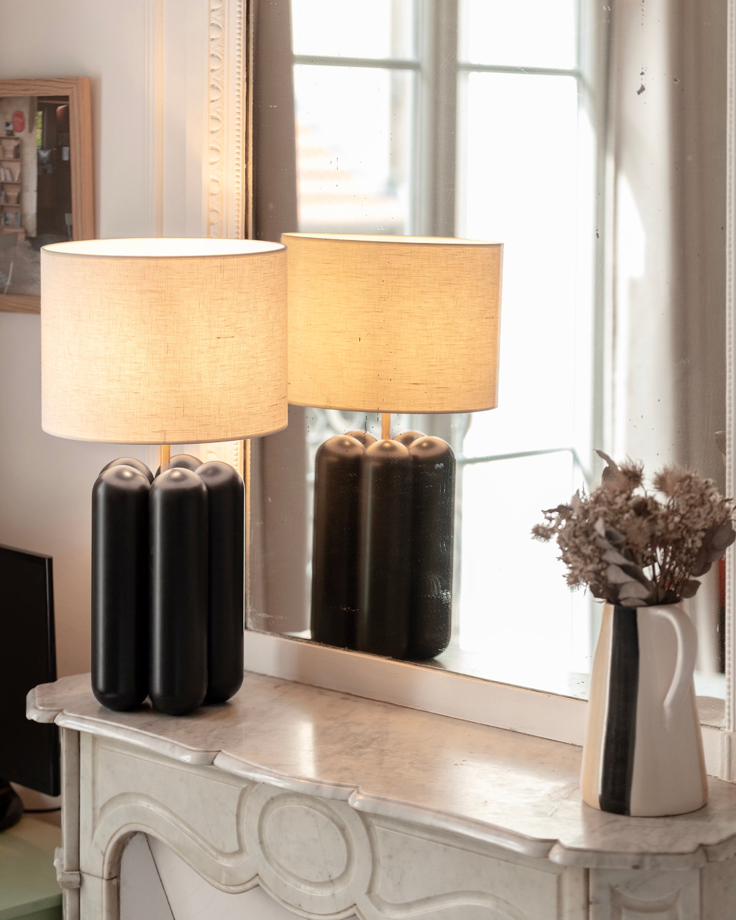 Lampada in legno con paralume Charlotte