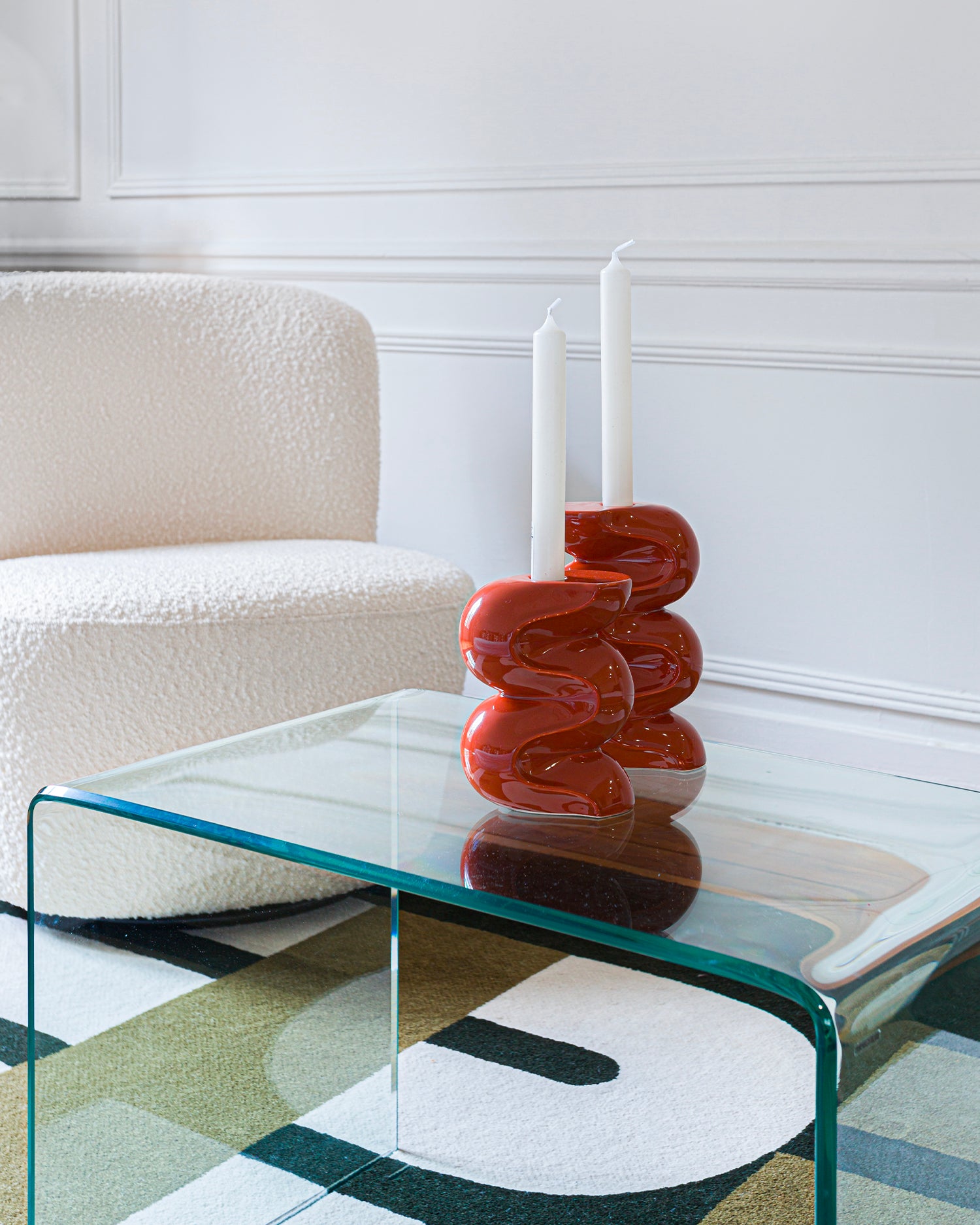 Set 2 portacandele in ceramica Ganache