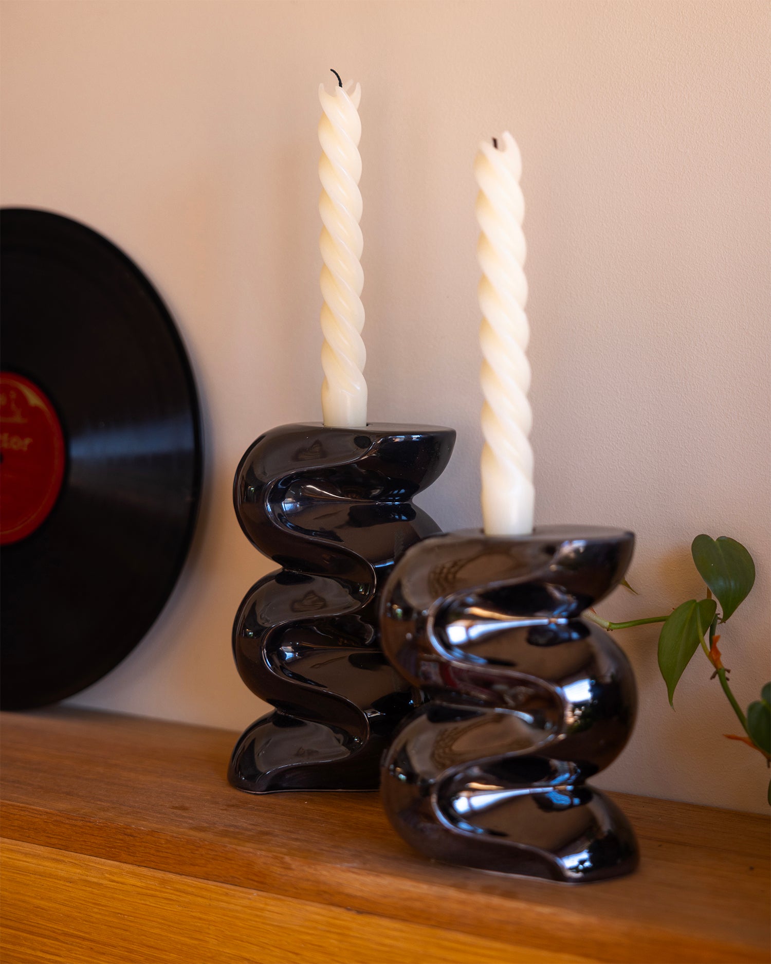 Set 2 portacandele in ceramica Ganache