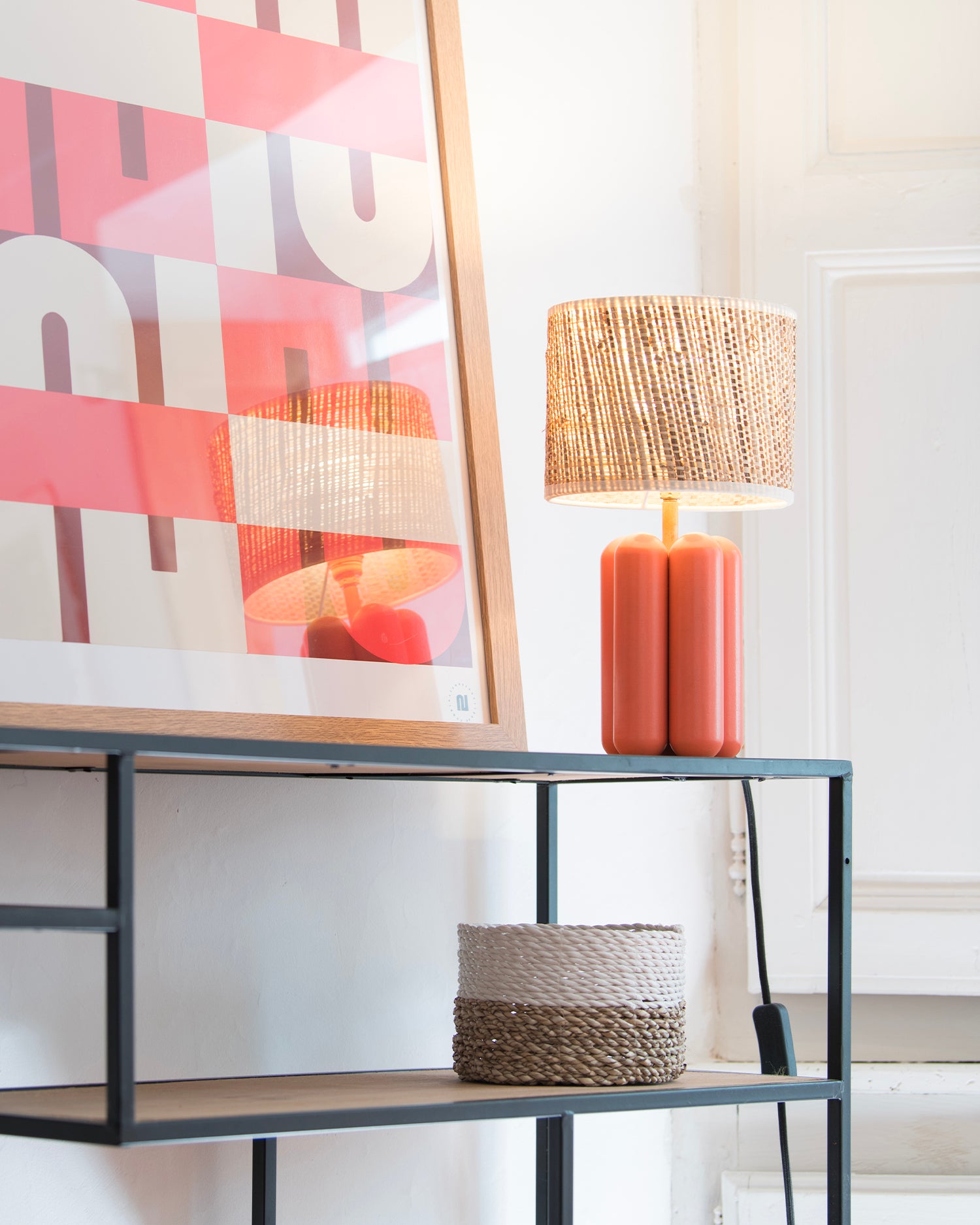 Lampada in legno con paralume Charlotte