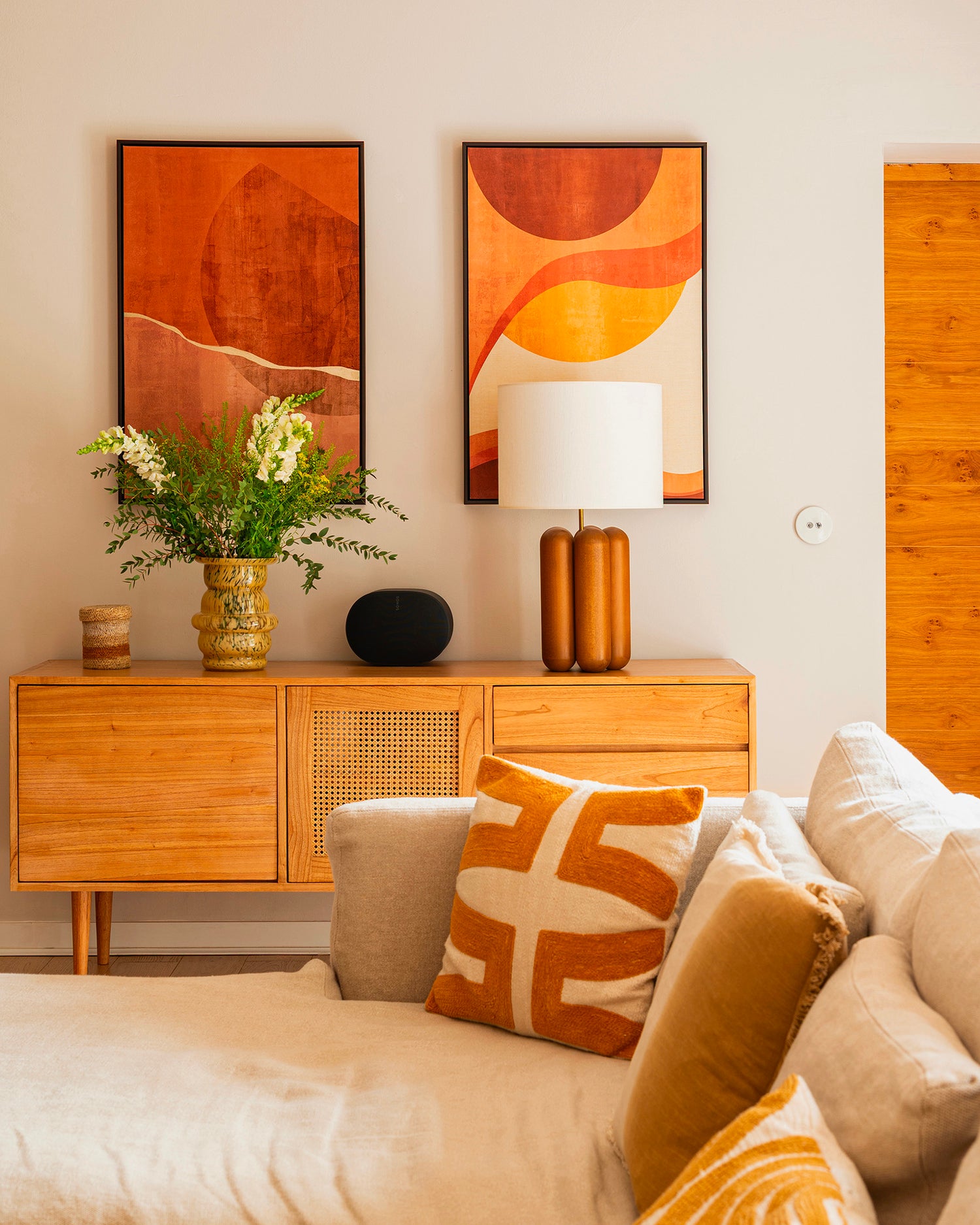 Lampada in legno con paralume Charlotte