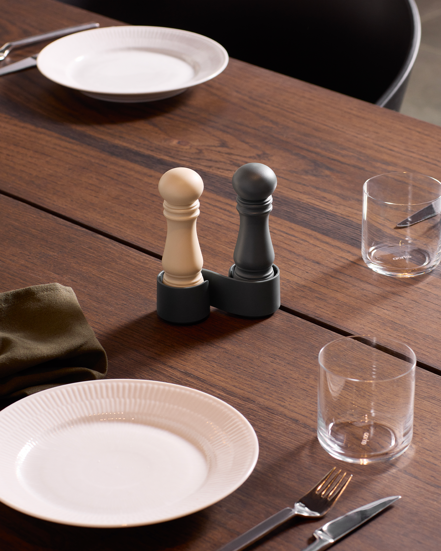 Set 2 macinaspezie da tavolo Mini, navy e beige