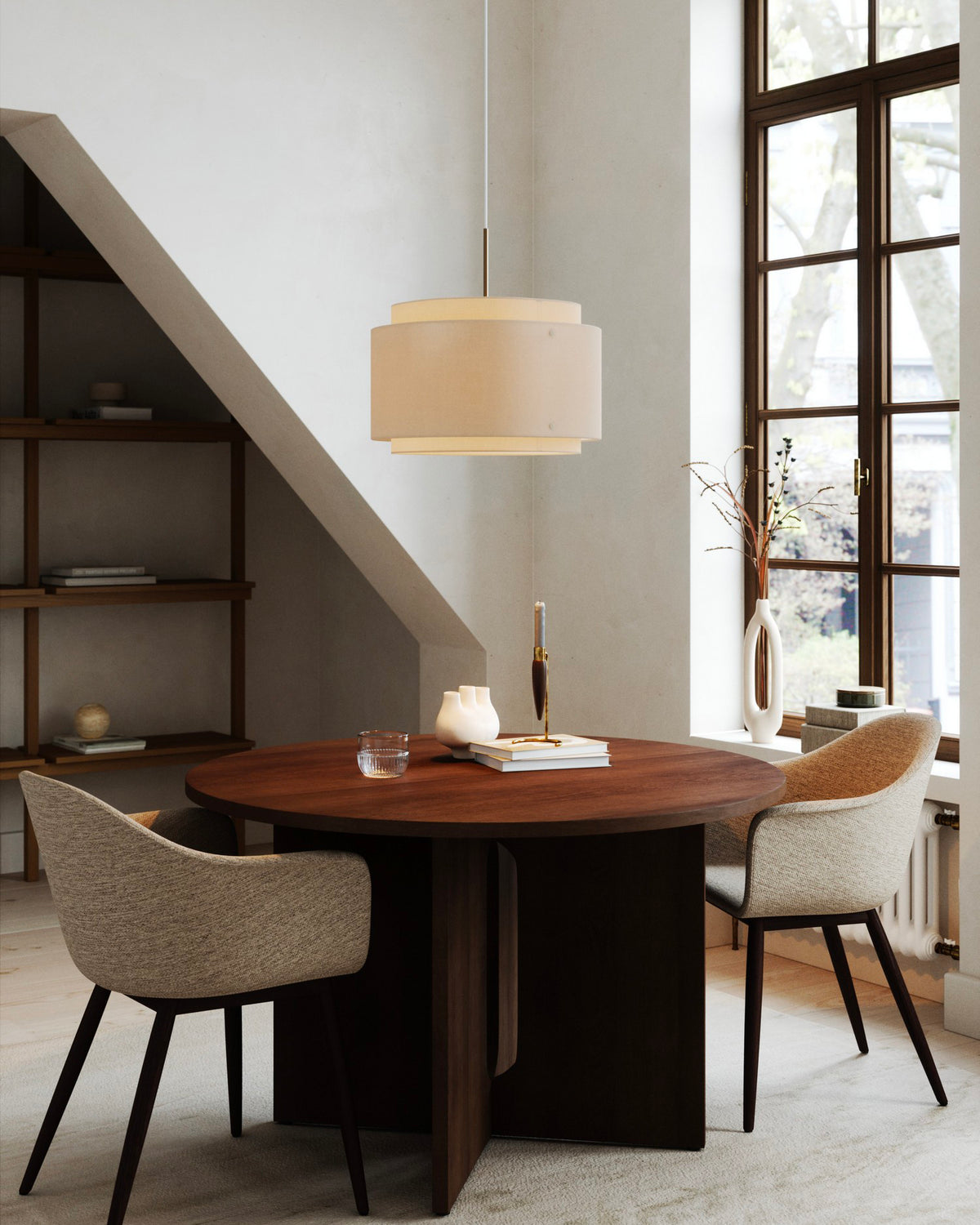 Lampada a sospensione in lino e ottone Takai