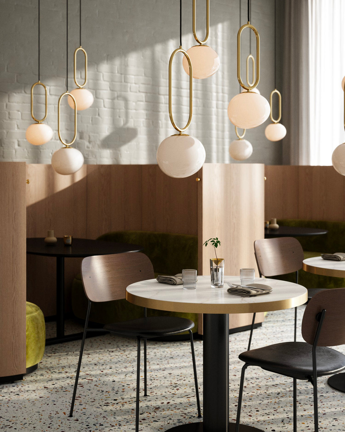 Lampada a sospensione in vetro e ottone Shapes 27