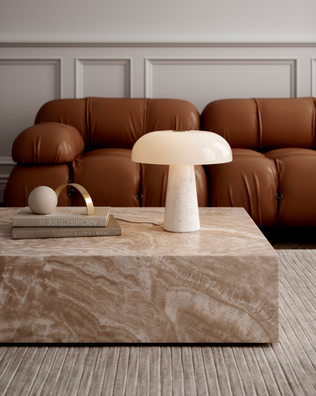 Lampada da tavolo in marmo e vetro Glossy
