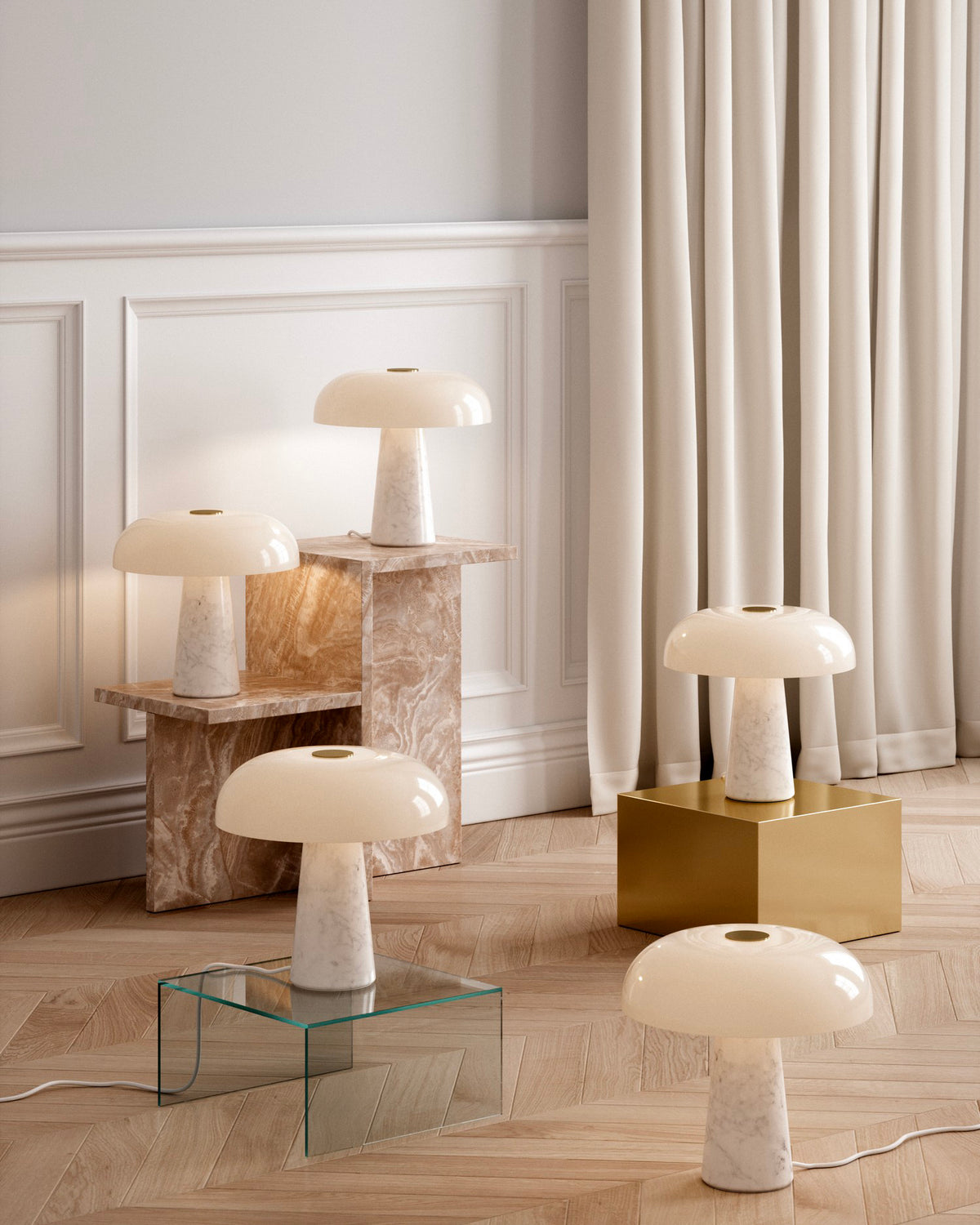 Lampada da tavolo in marmo e vetro Glossy