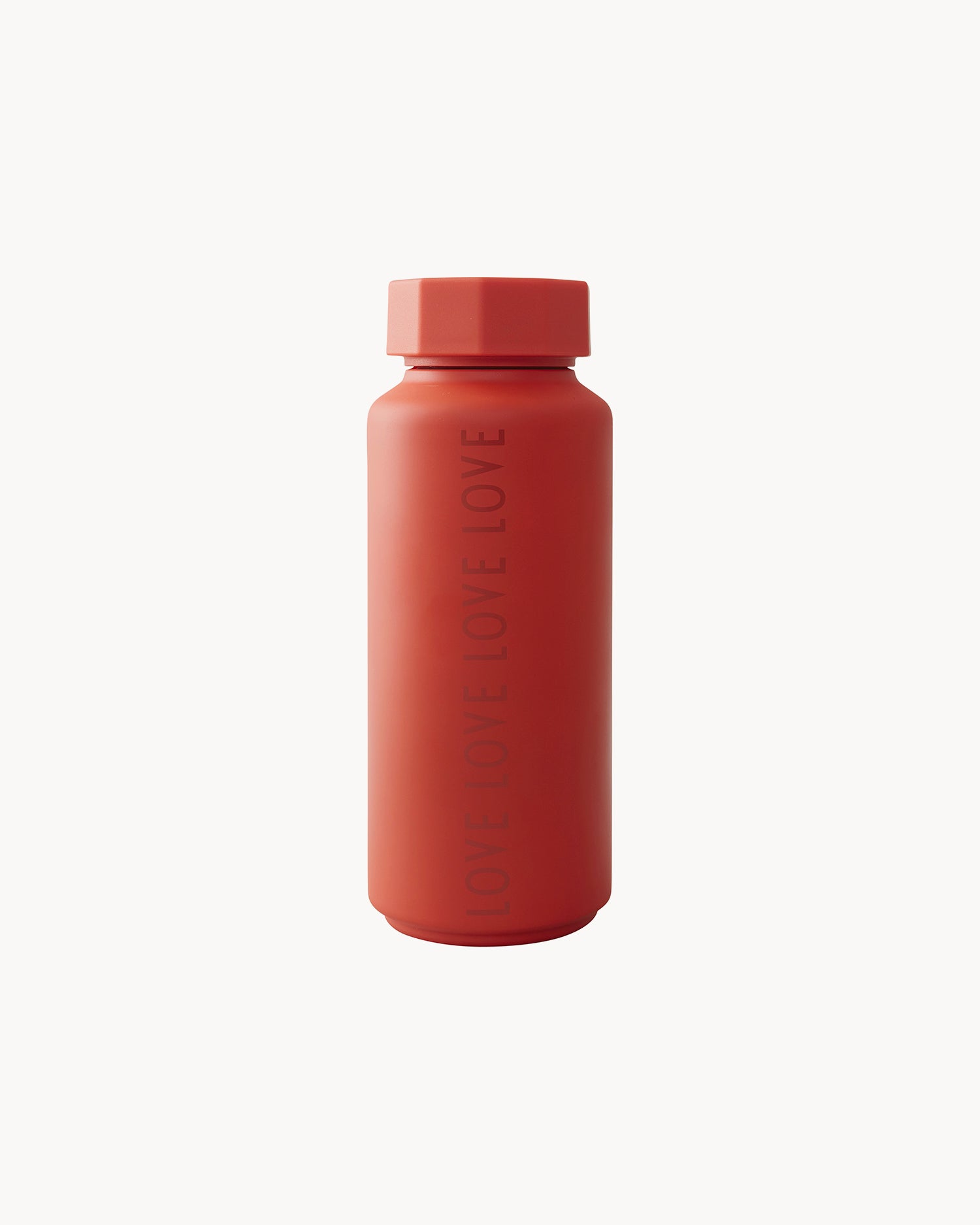 Bottiglia termica di design con scritta "Love" in acciaio