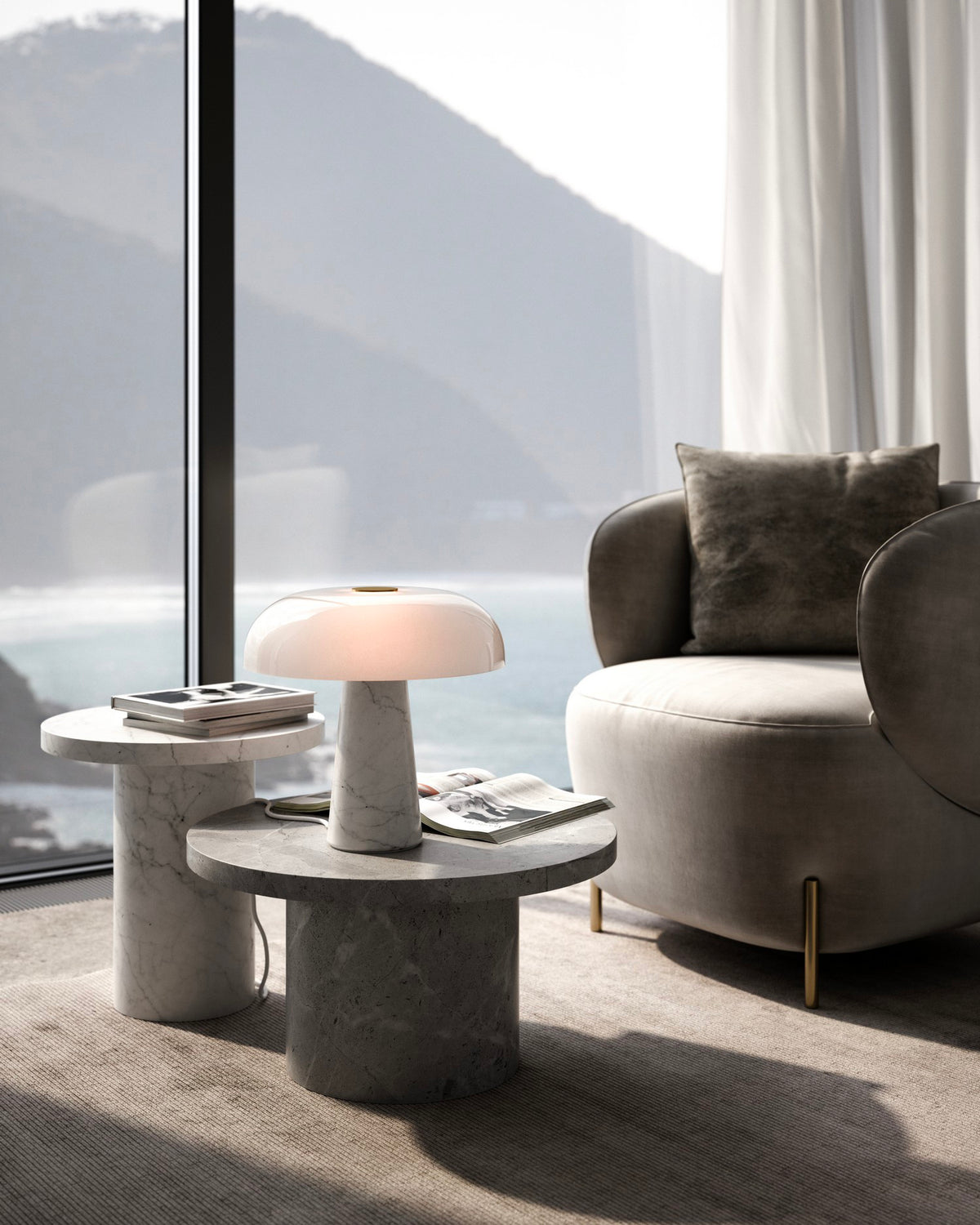 Lampada da tavolo in marmo e vetro Glossy