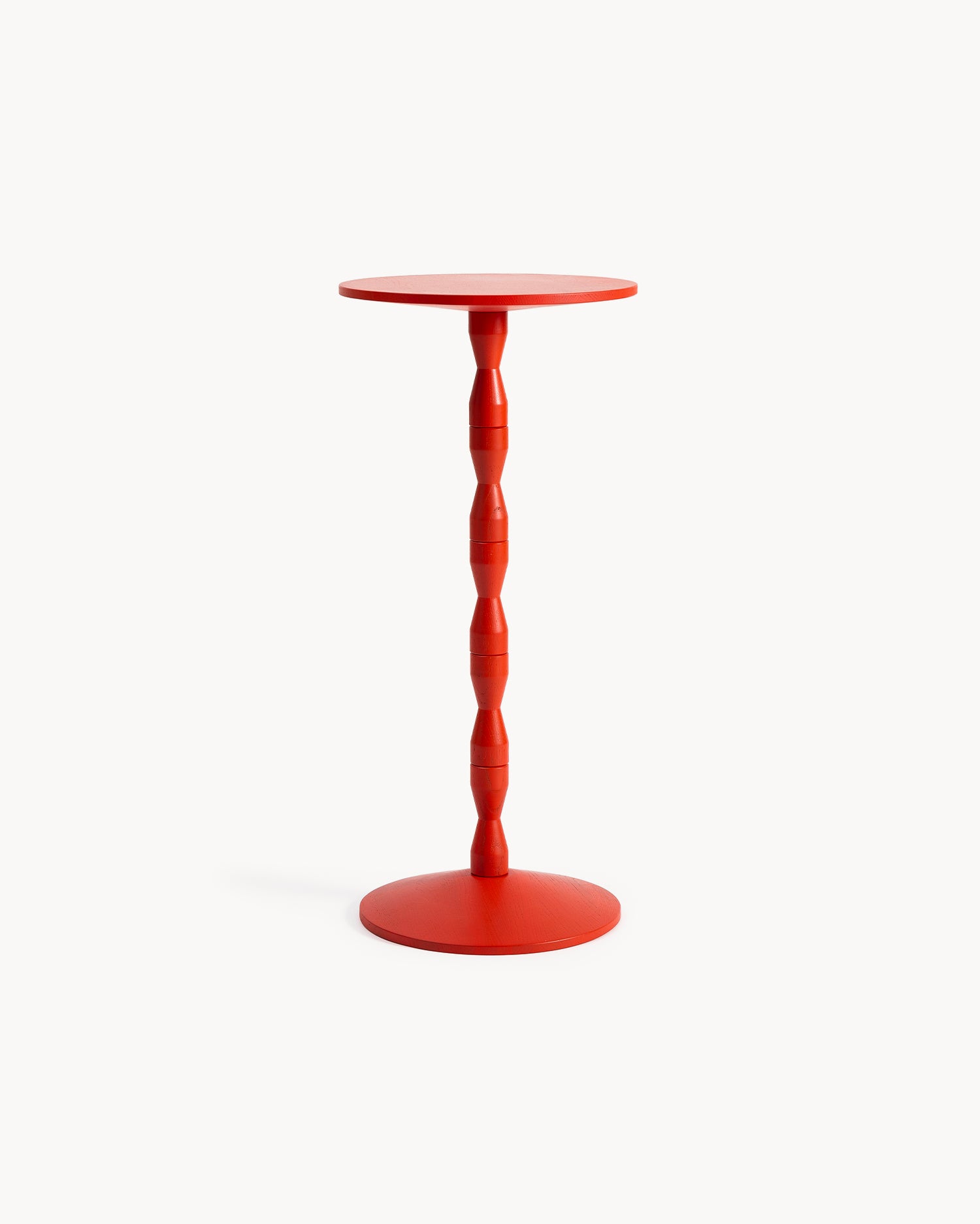 Tavolino in legno di rovere Pedestal, rosso