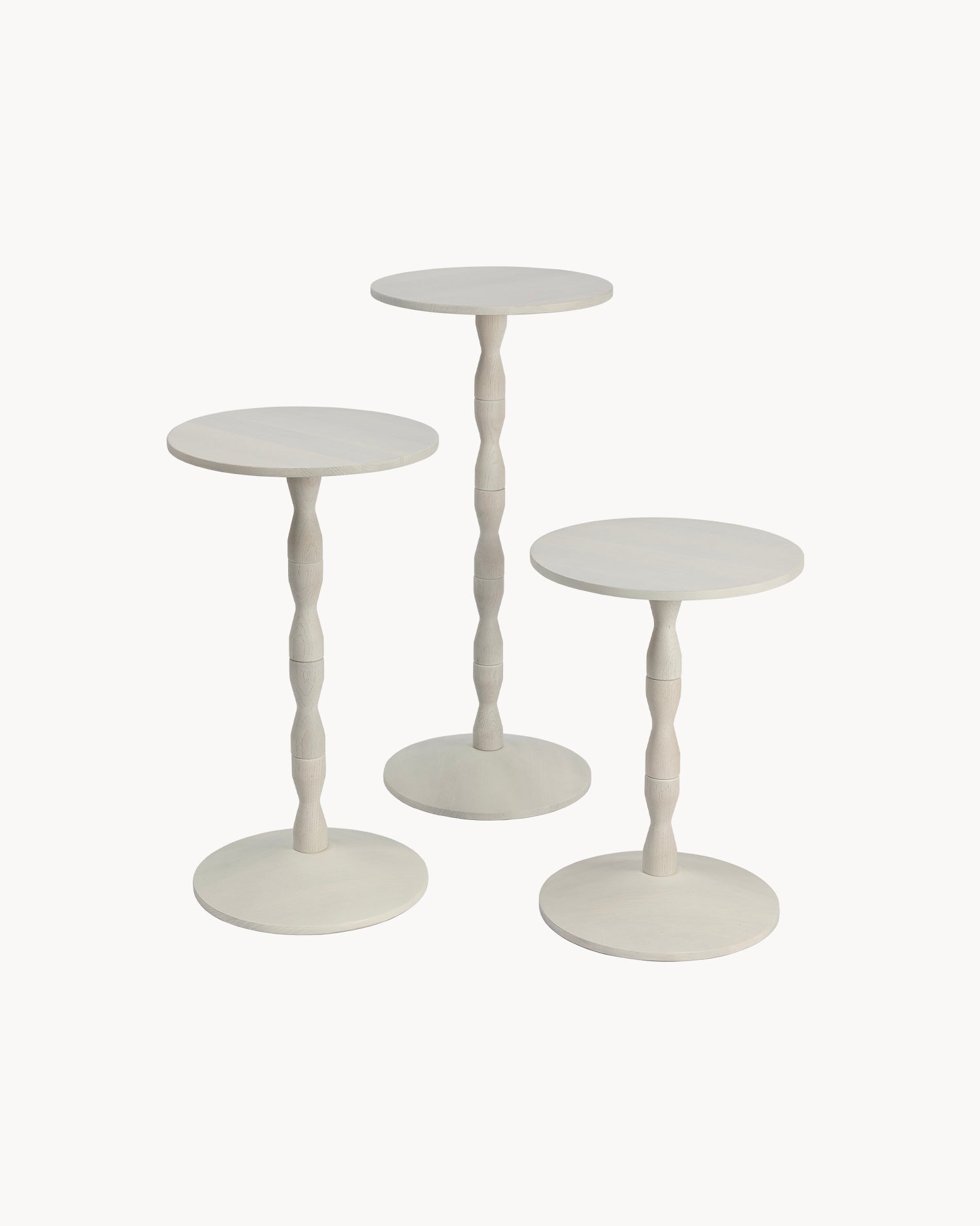 Tavolino in legno di rovere Pedestal, bianco