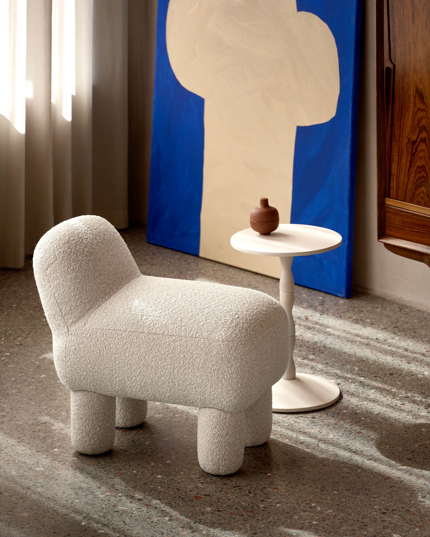 Tavolino in legno di rovere Pedestal, bianco